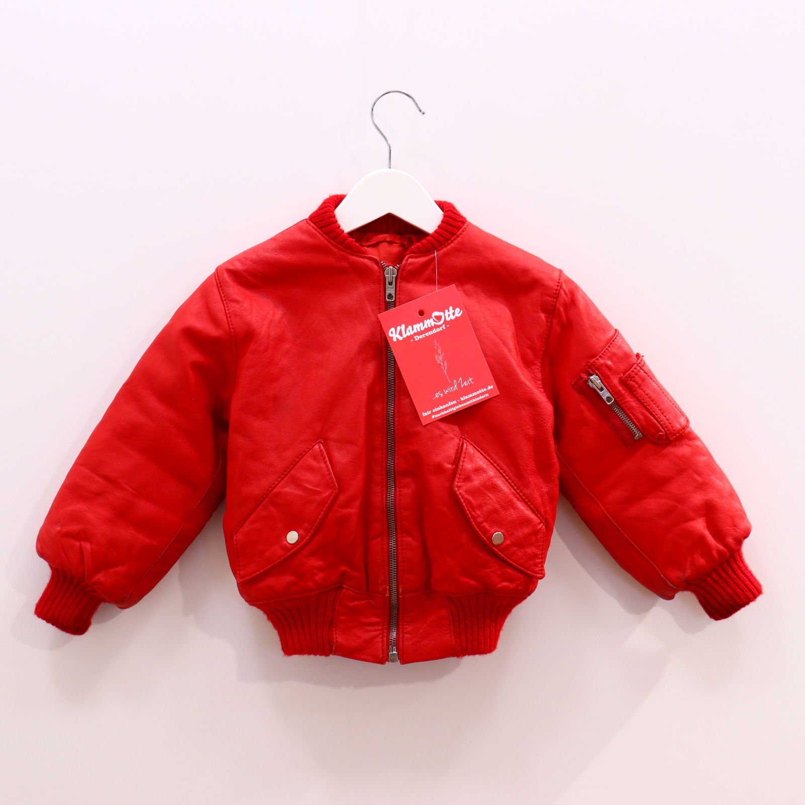 Jacke Blouson/Lederjacke/Vintage 92/98/104 rot Leder