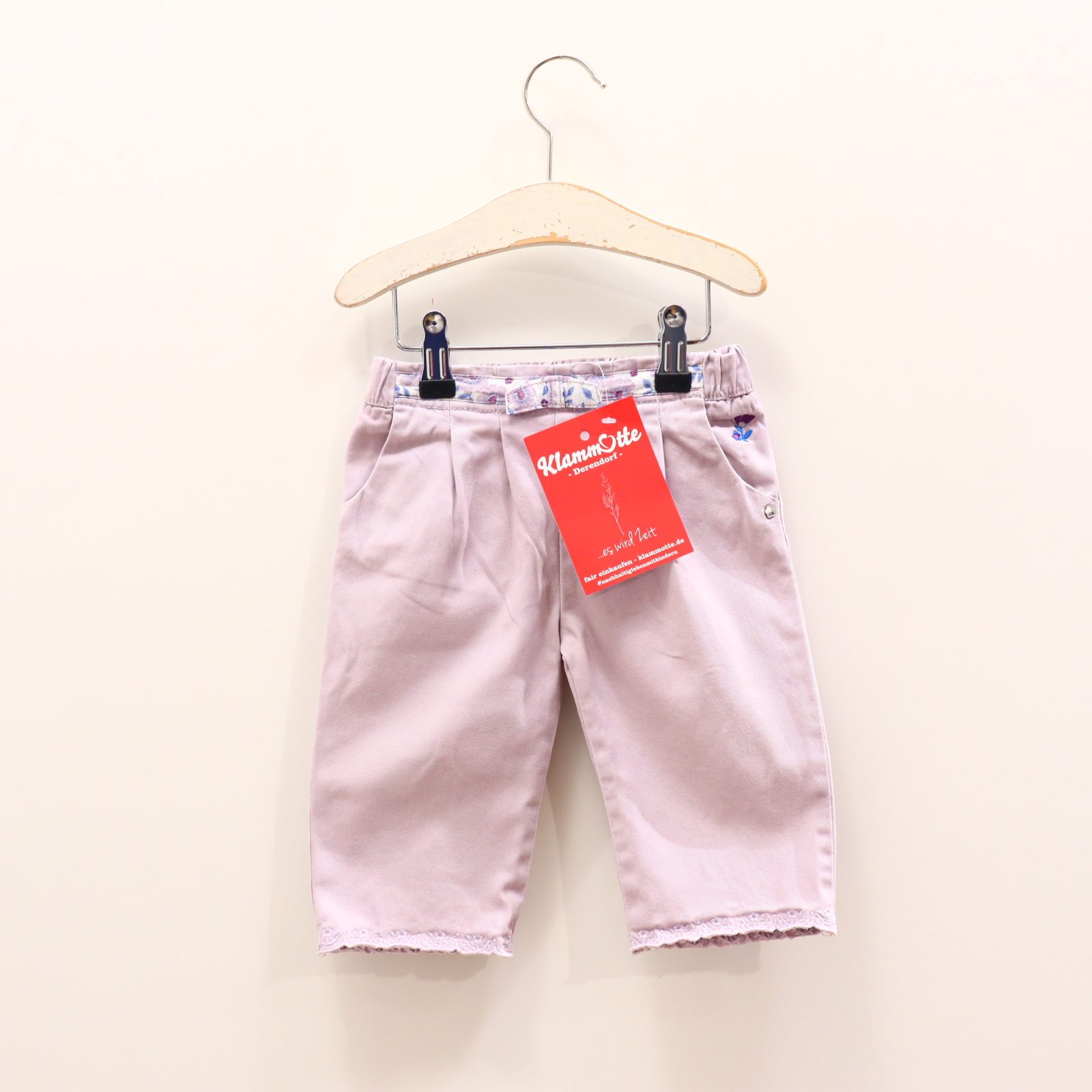 Hosen & Strampler SERGENT MAJOR 80/86 flieder Stickerei Hose Twill Gummibandzug/verstellb. Bund