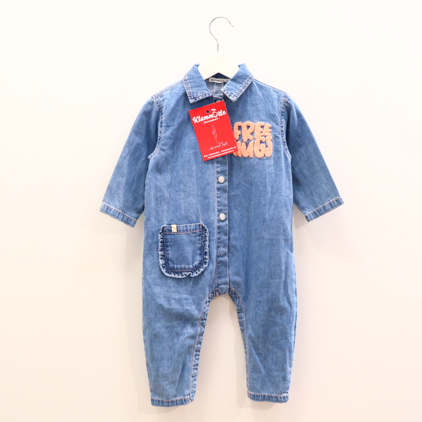 Kleider & Röcke Billieblush 80/86 blau Applikation Jumpsuit Baumwolle/Chambray