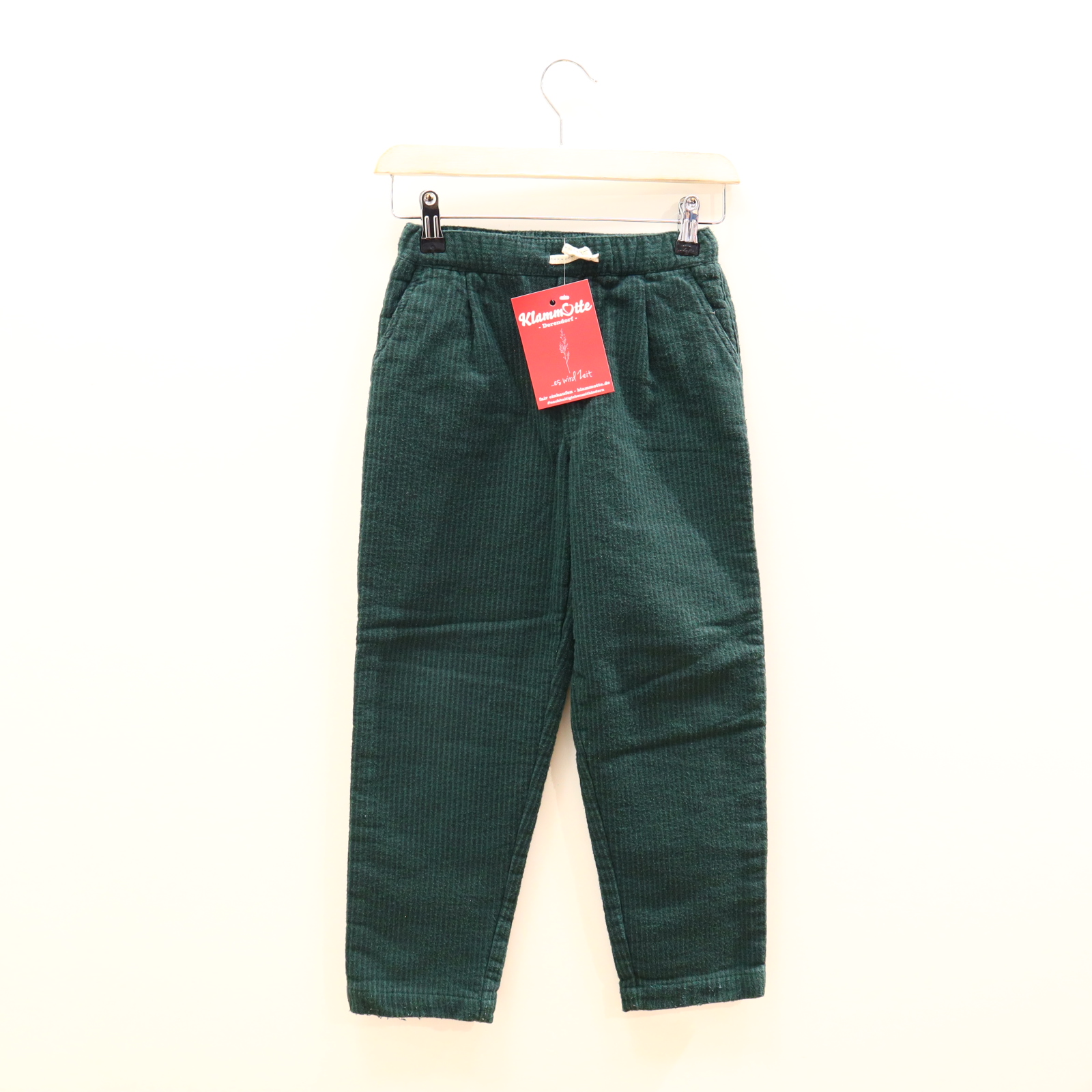 Hose ZARA 128 grün gestreift Gummibandzug/Kordelzug Baumwolle/Cord/Polyester wide ganz leichtes Pilling