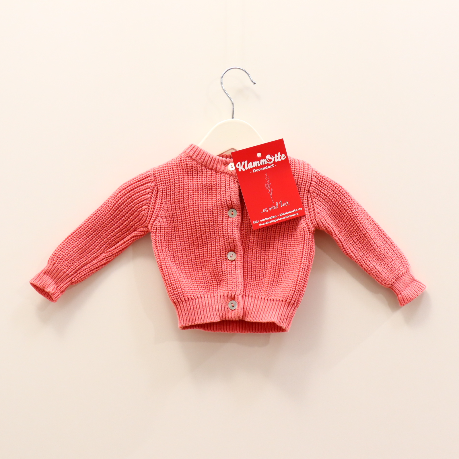 Oberteil serendipity 62 rosa Rippstrick Strickjacke Bio-Baumwolle Perlmutknöpfe