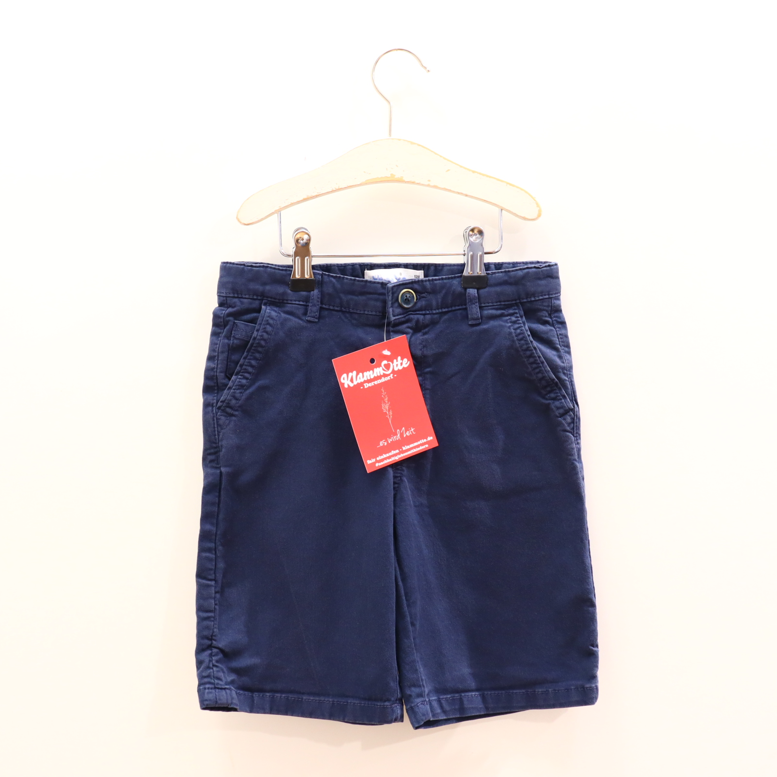 Hose ZARA 128 Short blau Knopf/Reißverschluß/verstellb. Bund Twill