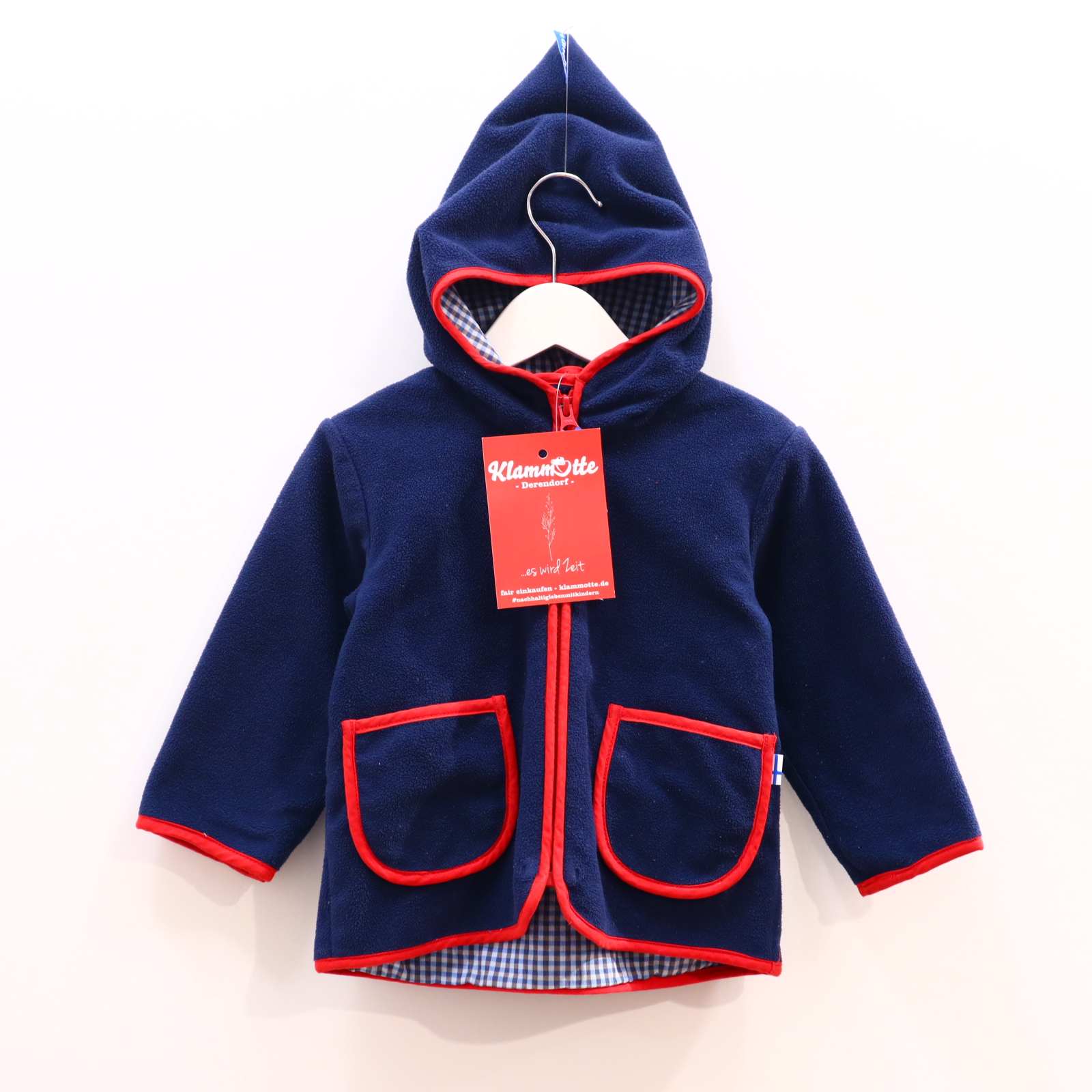 Oberteil FINKID 80/86 blau Fleecejacke/Kapuzenjacke Baumwolle/Polyester Baumwollfutter/Zipfelkapuze/Zip-in-Jacke
