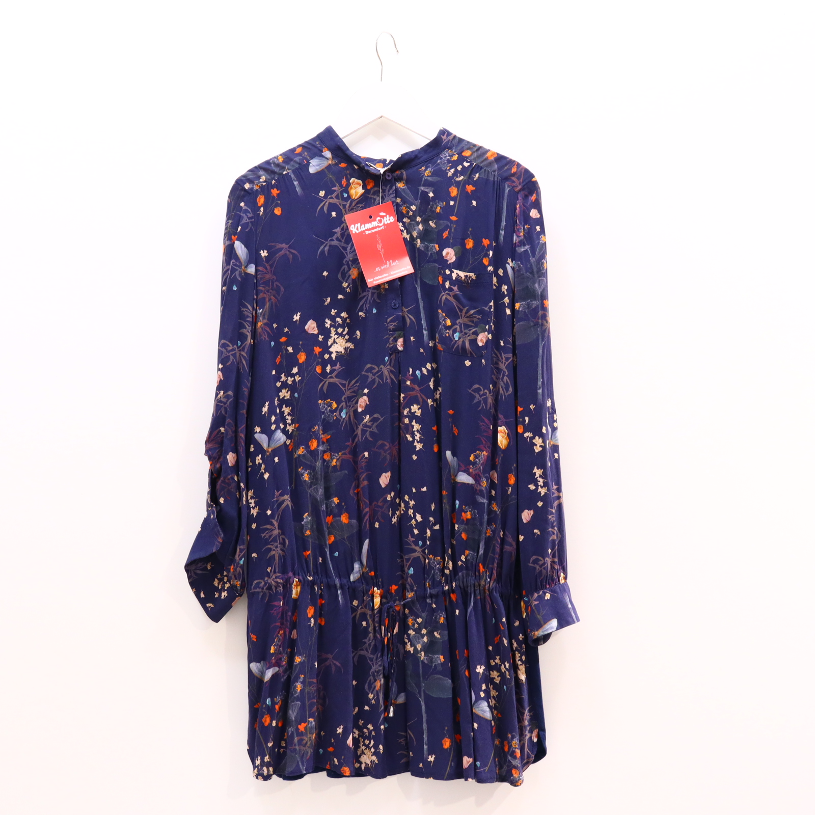 Kleider & Röcke Paulina Blusenkleid S/36 blau/bunt Alloverprint/Blumen Viskose