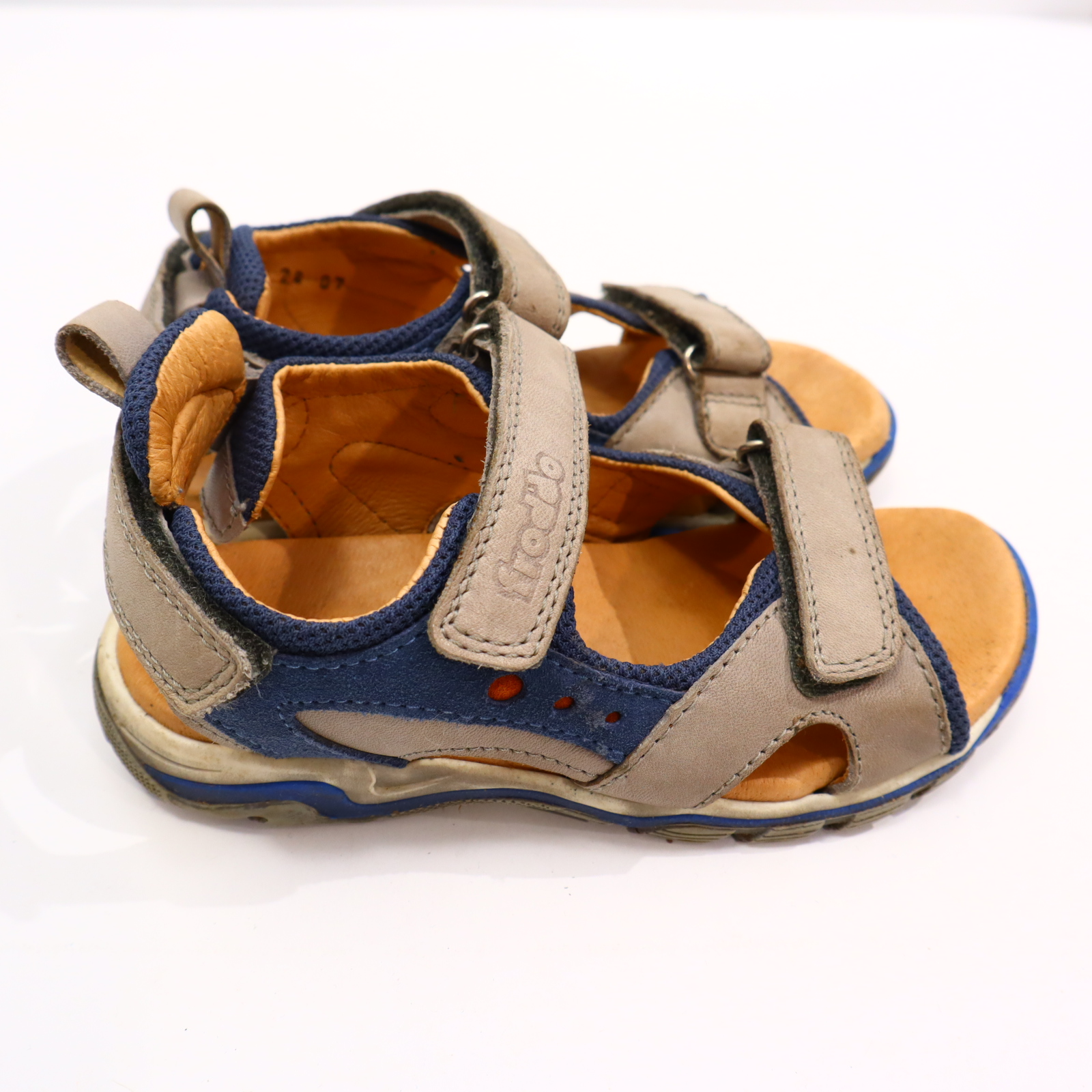 Sandalen froddo 28 blau/grau Leder leichte gleichmäßige Ablaufspuren