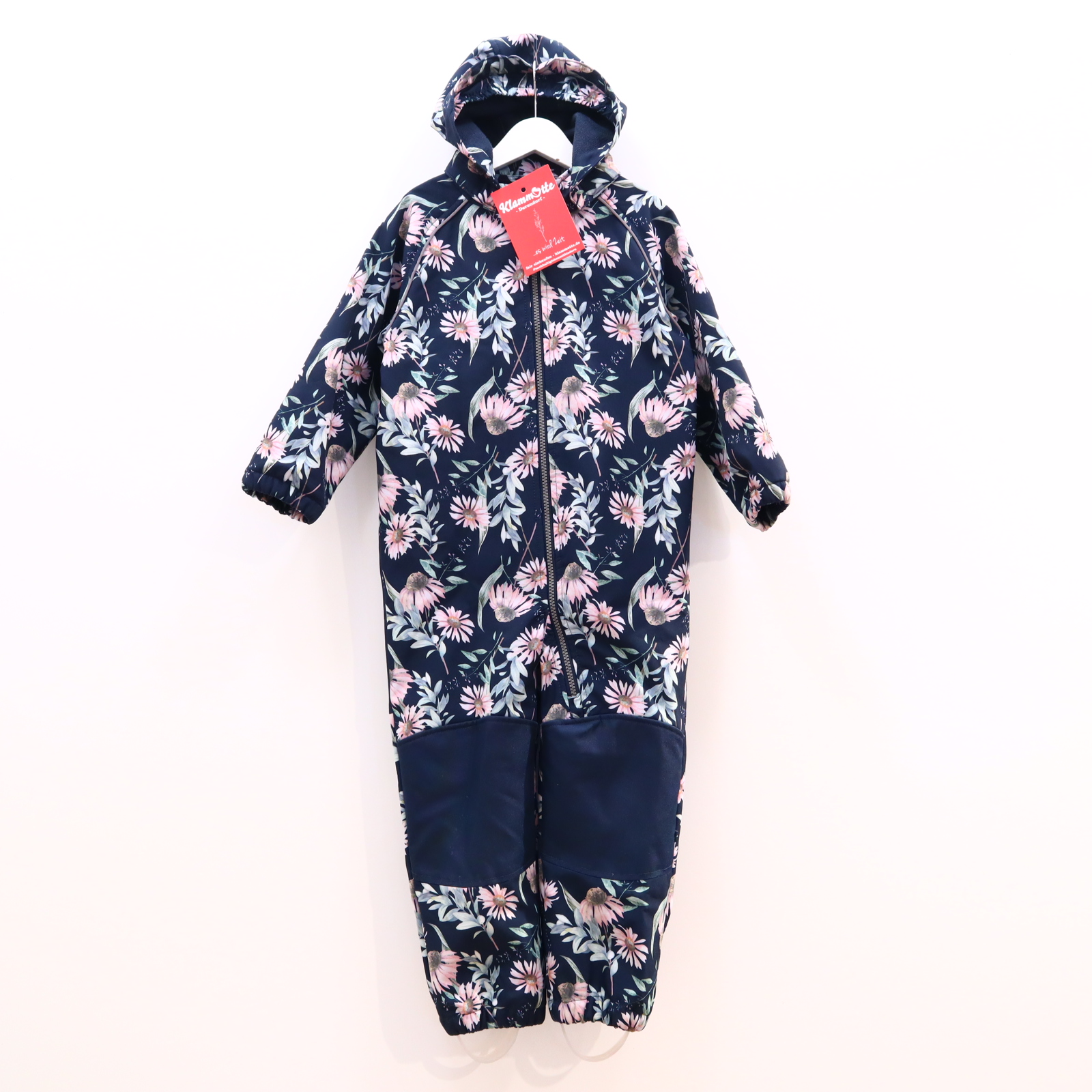 Jacke name it Softshelloverall 104 blau/bunt Alloverprint/Blumen abnehmb. Kapuze/verstärkter Po & Knie!