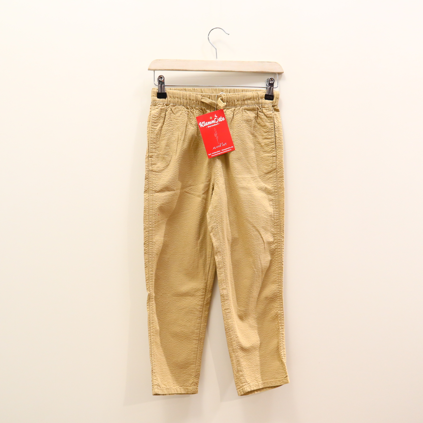 Hose H&M 122 sand gestreift Gummibandzug/Kordelzug Baumwolle Frühjahr/Sommer