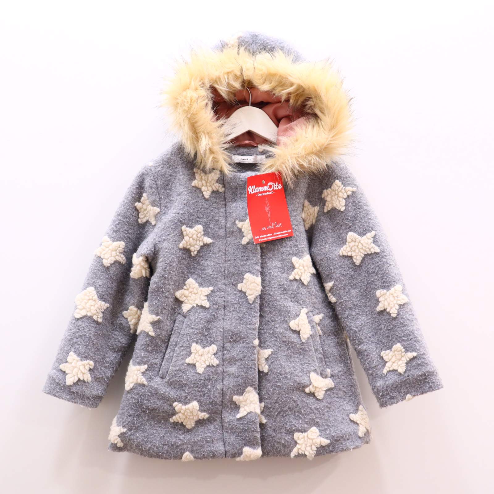 Jacke name it Dufflecoat 104 grau Herbst/Winter Sterne Polyester/Wolle