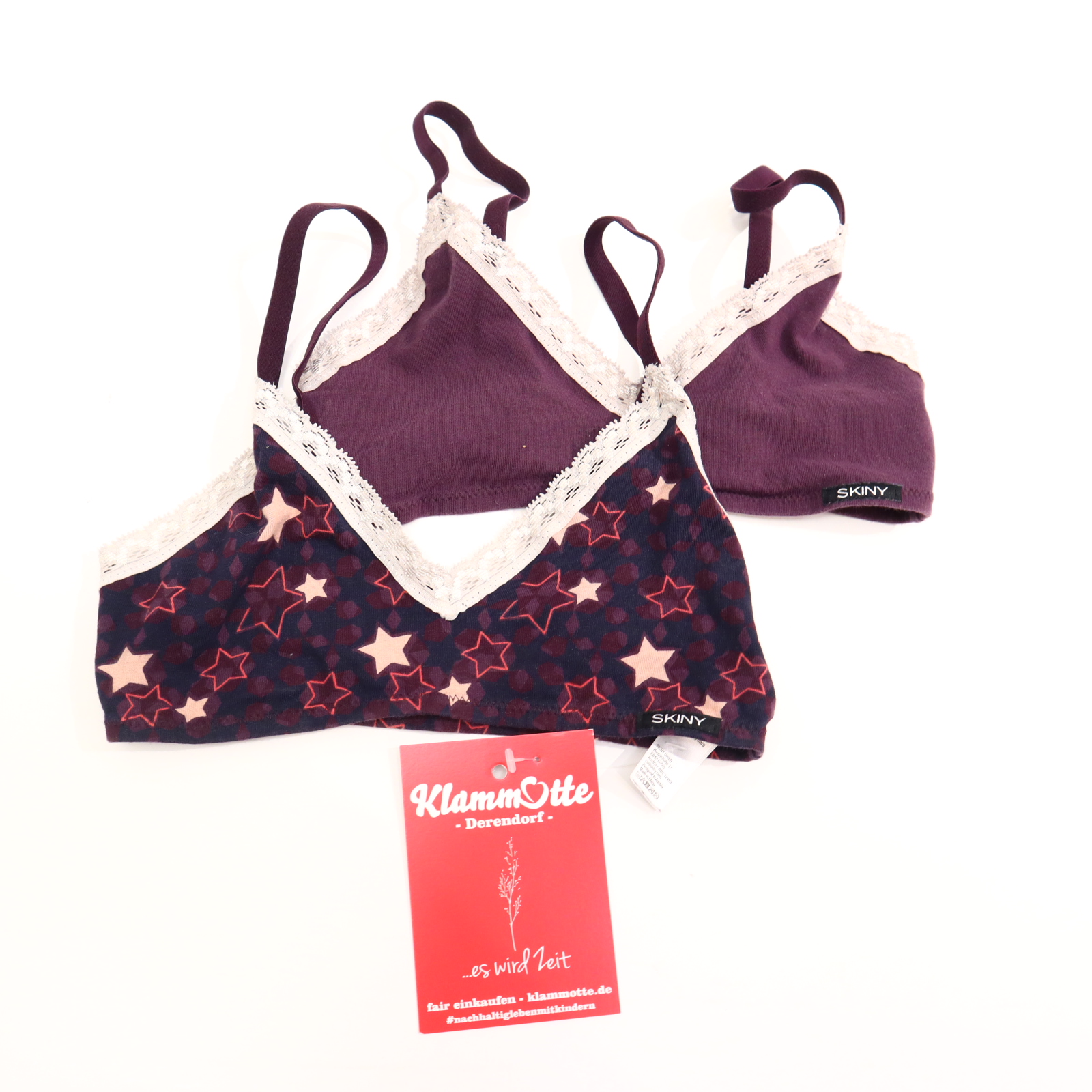 Oberteil Skiny 152 bordeaux Alloverprint Bustier/2er Set Baumwolle/Elasthan