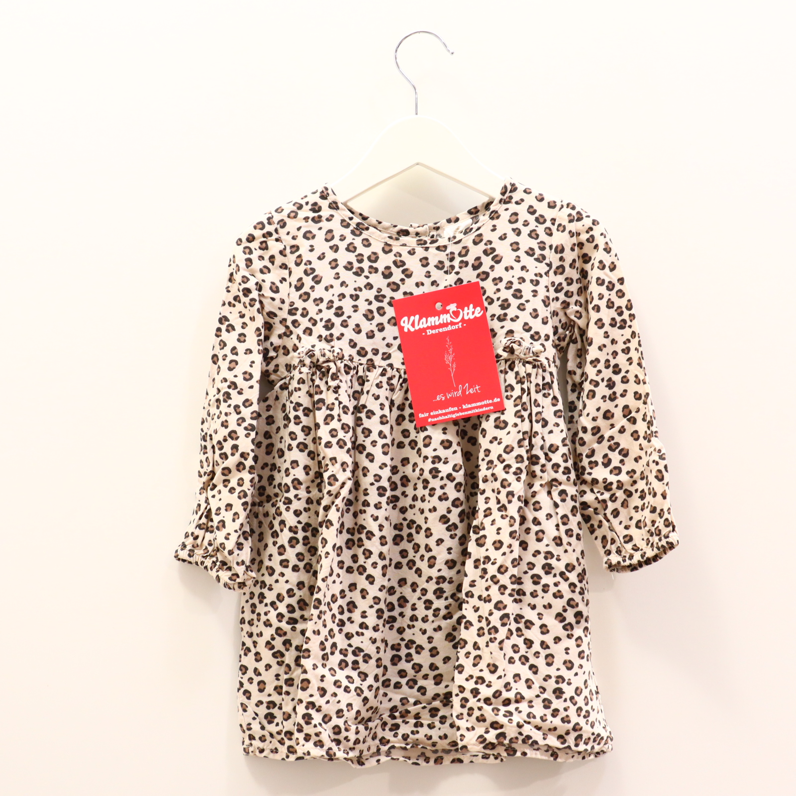 Kleider & Röcke H&M Kleid 86 karamell/sand/schwarz Animalprint/Schleife Viskose Knopf
