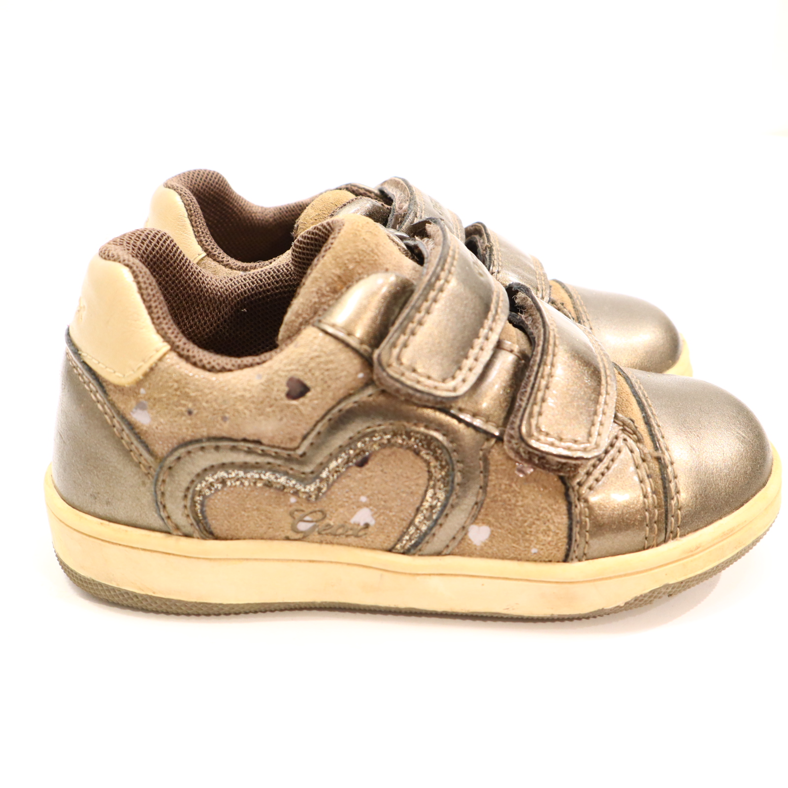 Halbschuhe GEOX Klett/Sneaker 24 braun/bronze leichte gleichmäßige Ablaufspuren