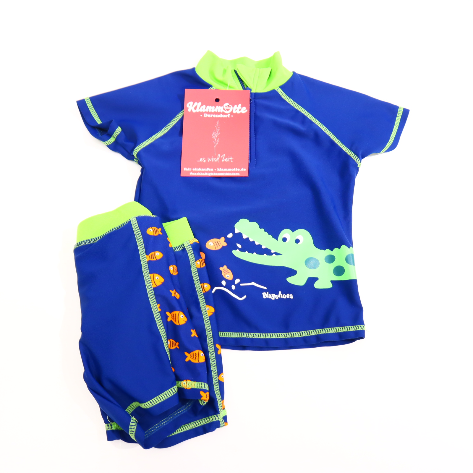 Bademode PLAYSHOES Gr. 74/Gr. 80 blau/grün Alloverprint/Print UV-Schutz-Zweiteiler