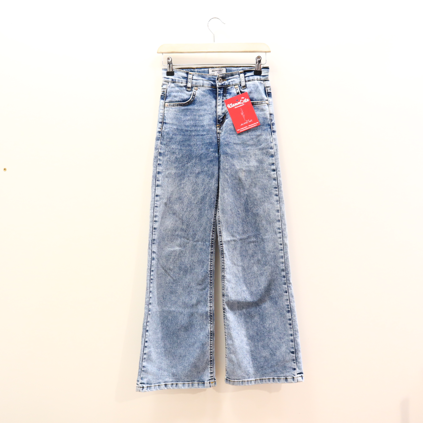 Hose BLUE EFFECT Jeans 152 blau washed out Denim Knopf/Reißverschluß/verstellb. Bund Wide Leg