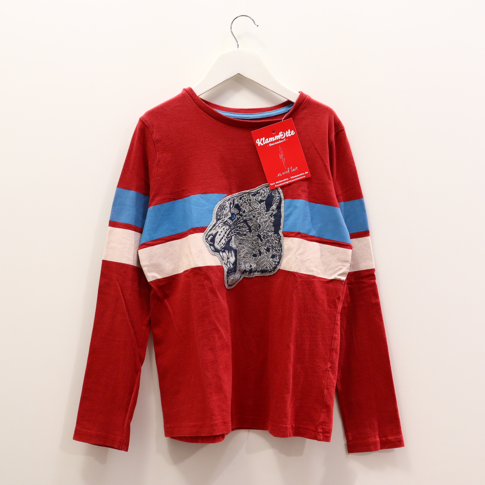 Oberteil mini Boden Gr. 152 langarm Shirt rot Baumwolle Applikation/Print ganz leichtes Pilling