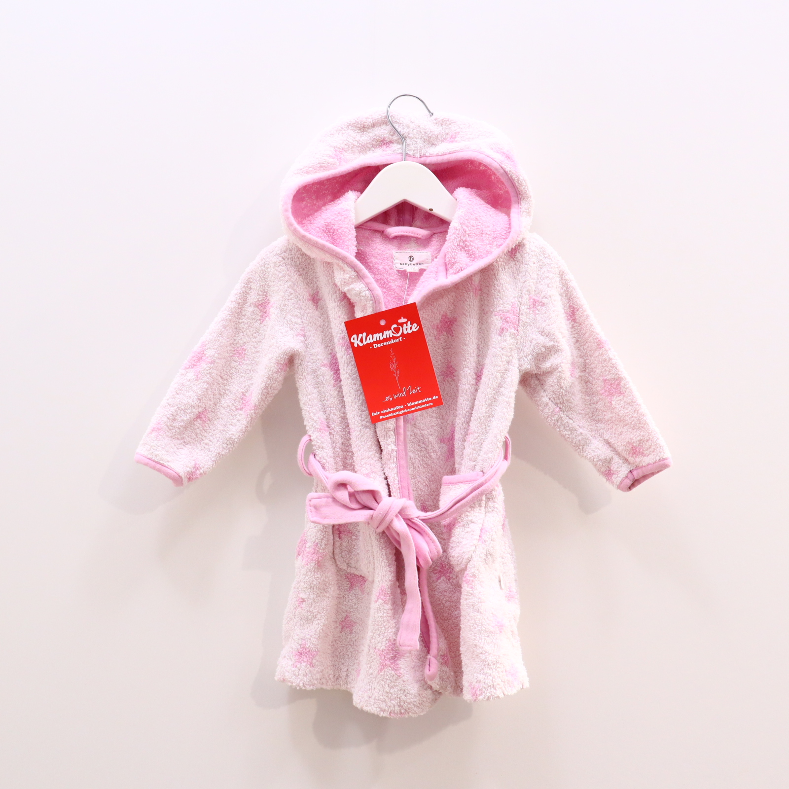 Bademode bellybutton Baumwolle/Frottee Gr. 80 weiß/rosa Alloverprint/Sterne Bademantel