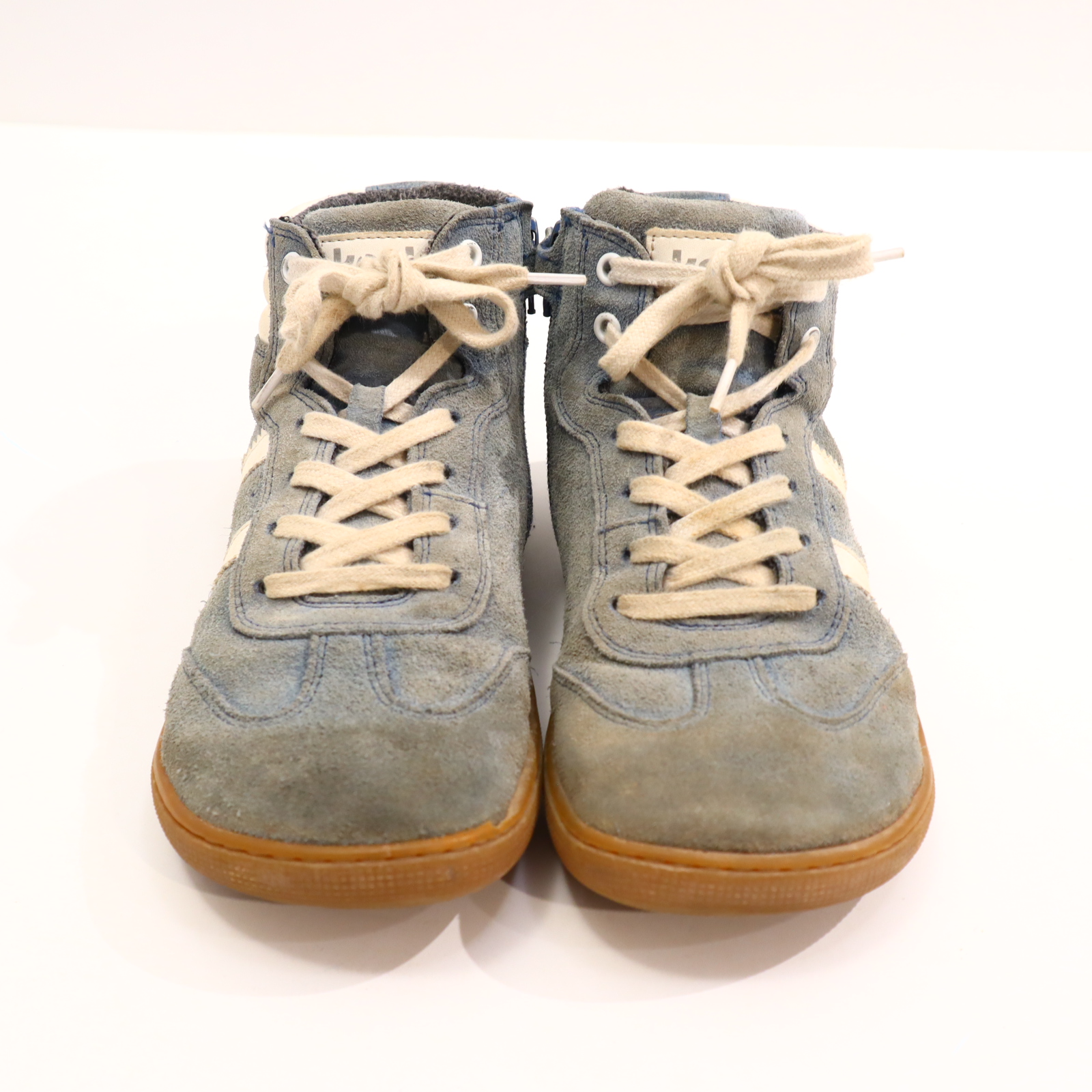 Halbschuhe KOEL Barfußschuhe/Schnürschuh mit Reißverschluß 34 blau Wildleder Herbst/Übergang leichte gleichmäßige Ablaufspuren