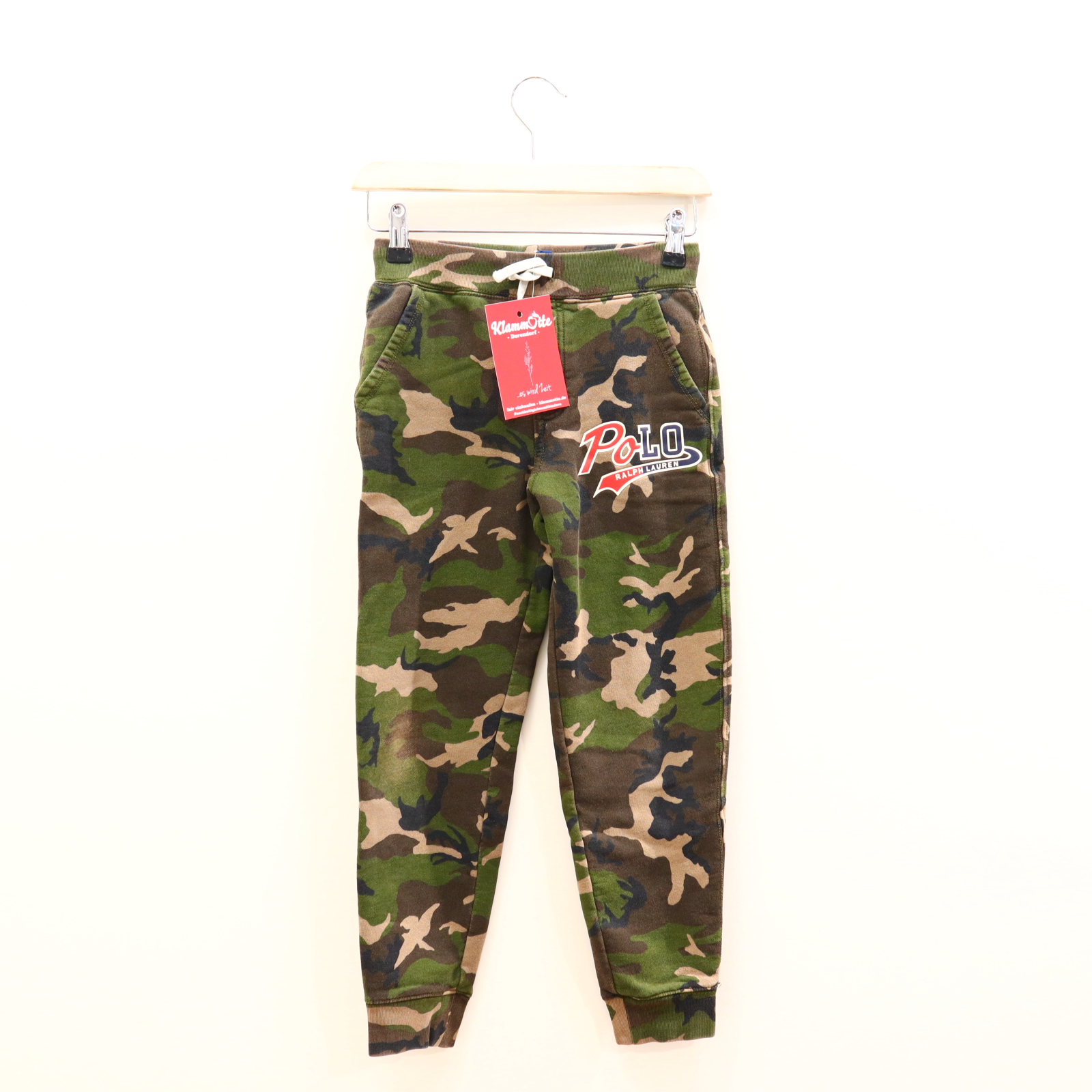 Hose RALPH LAUREN 128 Jogger braun/oliv/sand Camouflage/Logo/Print Gummibandzug/Kordelzug Baumwolle/Polyester/Sweat