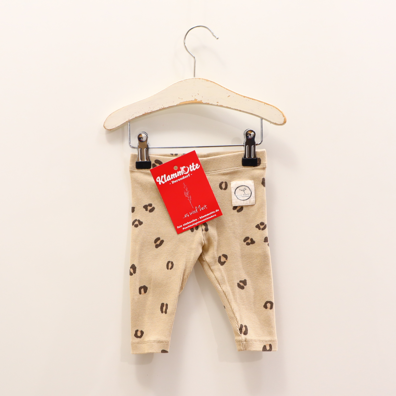 Hosen & Strampler Cosy Roots 62/68 sand animalprint/Applikation/Logo Legging Bio-Baumwolle/Elasthan Gummibandzug