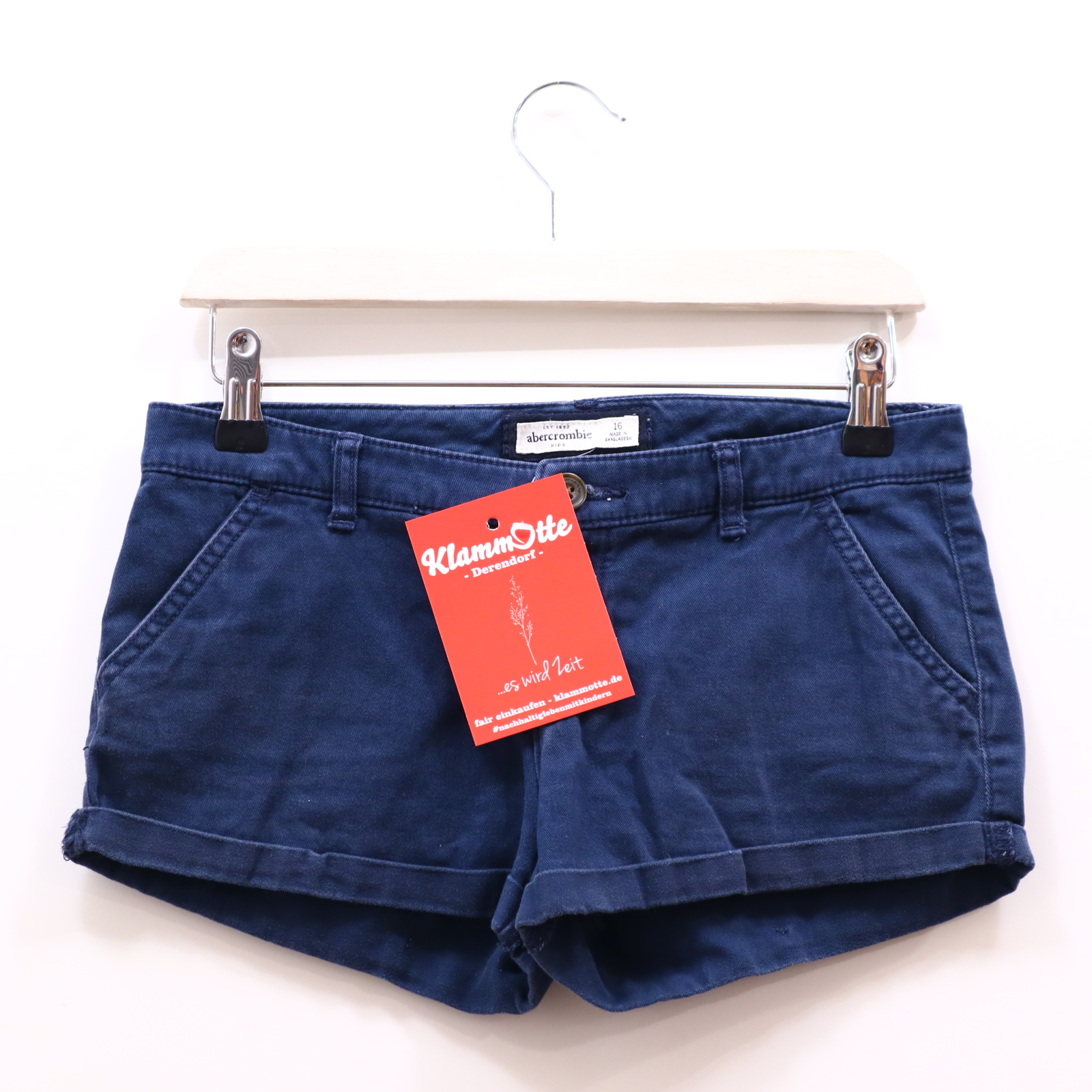 Hose Abercrombie & Fitch Short 176 blau Baumwolle Knopf/Reißverschluß