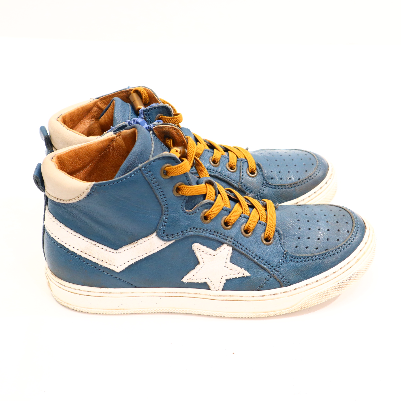 Halbschuhe bisgaard Schnürschuh mit Reißverschluß/Sneaker 33 petrol Leder leichte gleichmäßige Ablaufspuren