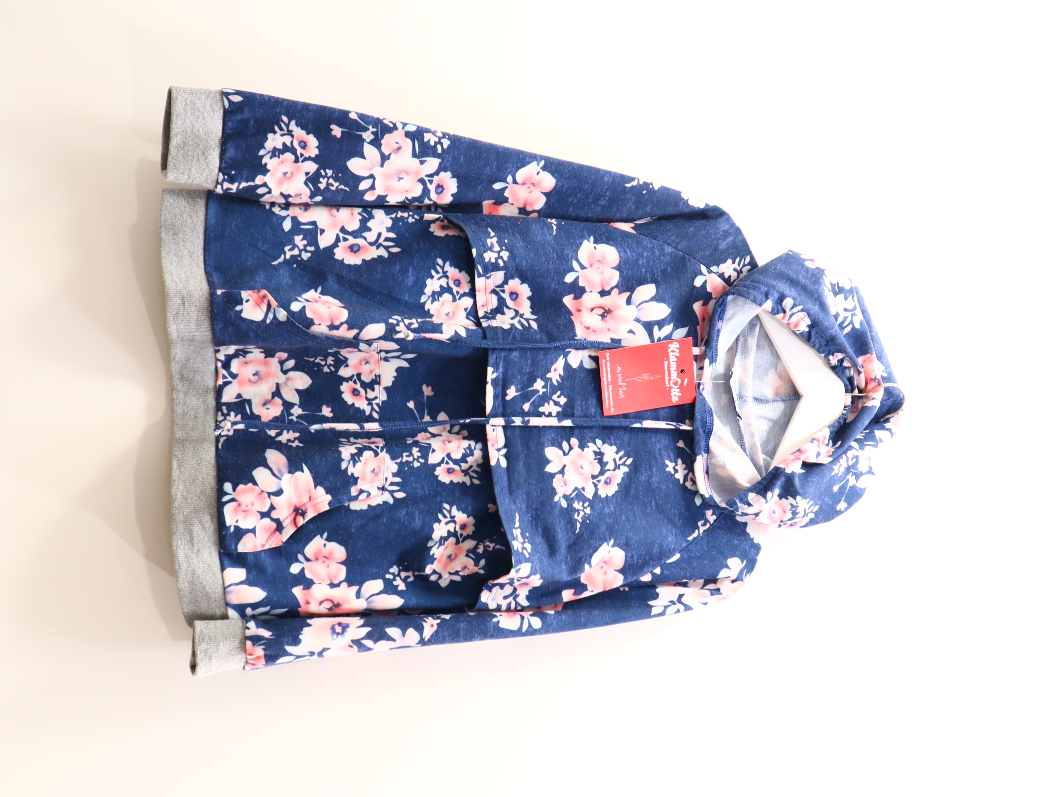 Pullover Maacie Kapuzenpulli L 42/44 blau/grau/rosa Alloverprint/Blumen Elasthan/Polyester Pilling