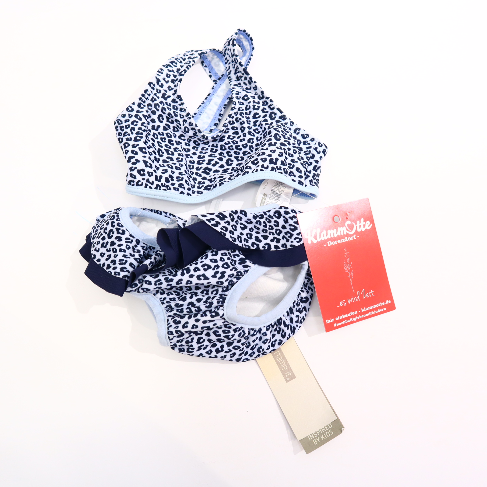 Bademode name it Gr. 74/Gr. 80 blau/hellblau Volants/animlaprint Bikini NEU