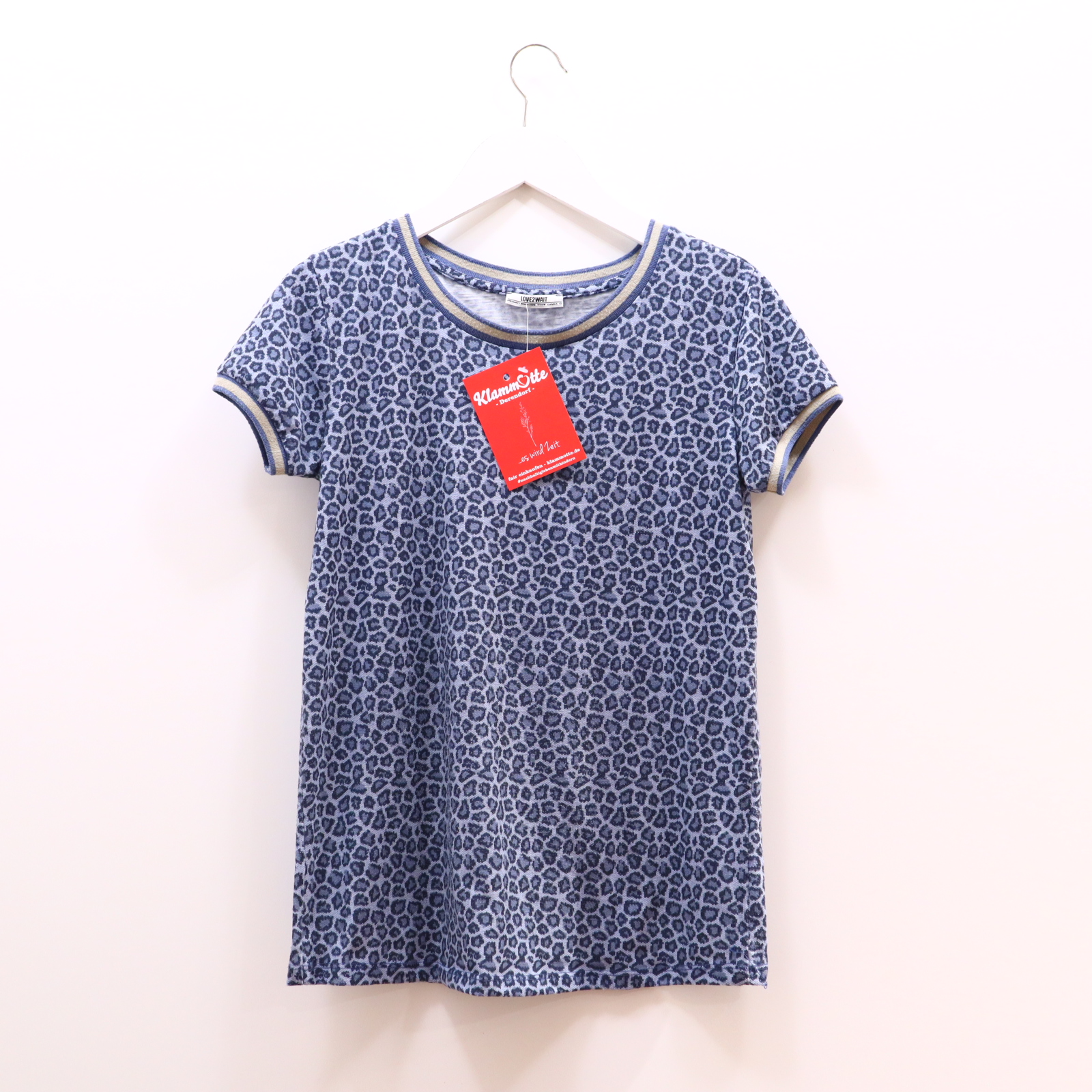 Shirt LOVE2WAIT S/36 blau Elasthan/Polyester Muster kurzarm