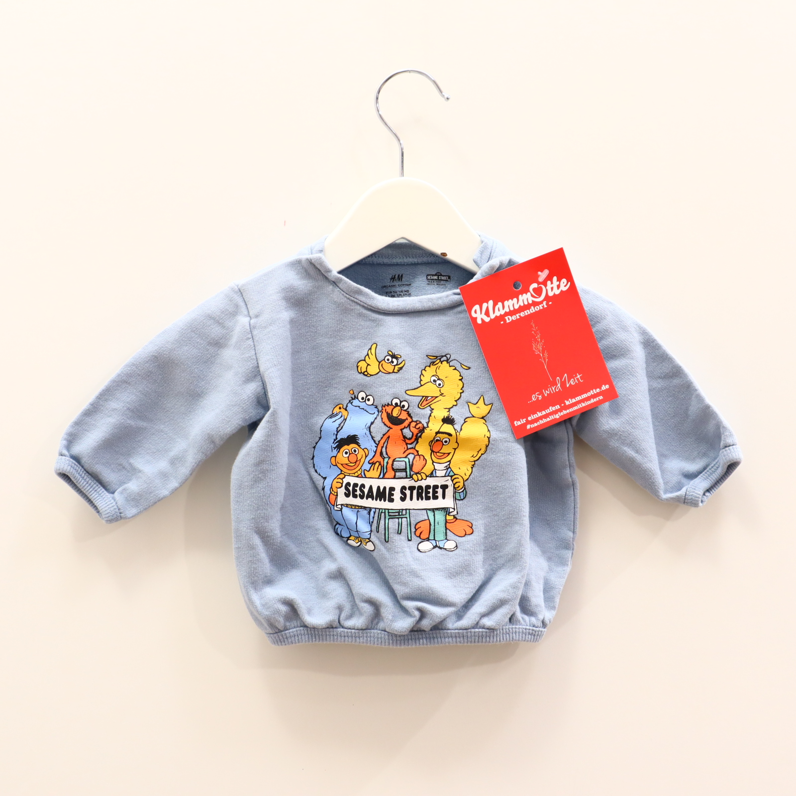 Oberteil H&M 56 blau Print Sweatshirt sesamstrasse Baumwolle