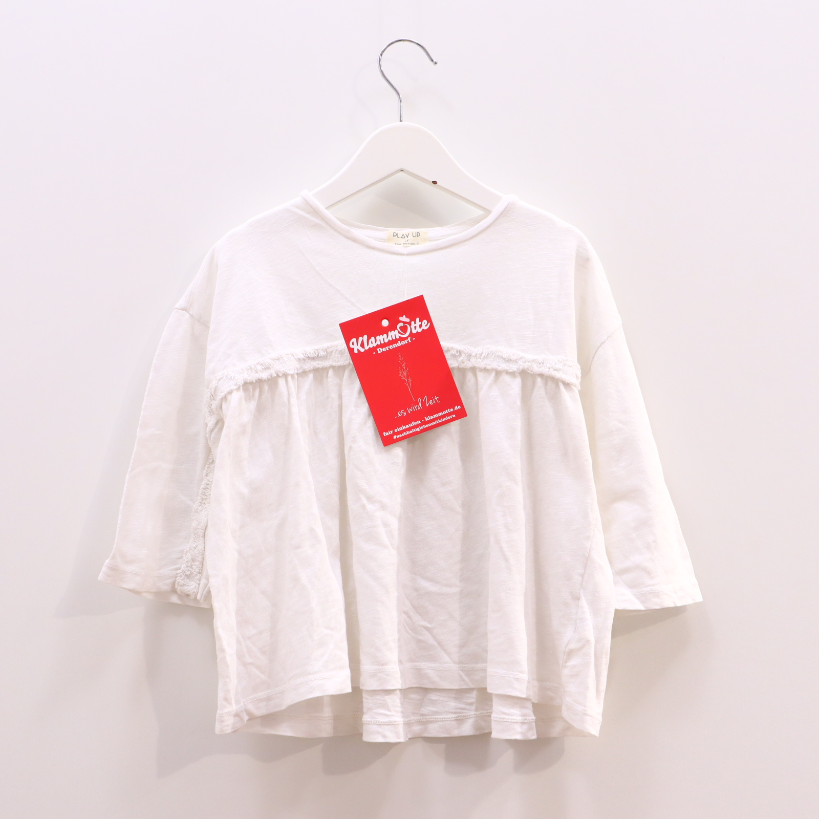 Oberteil PLAY UP 104 weiß Borde langarm Shirt Biobaumwolle