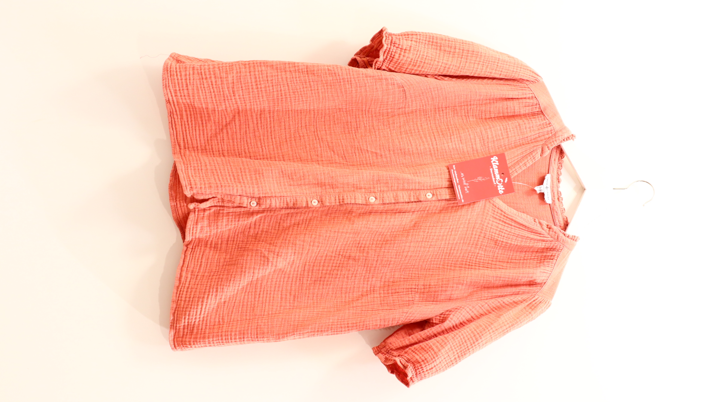 Bluse ENVIE de FRAISE 40 apricot kurzarm Baumwolle/Musselin