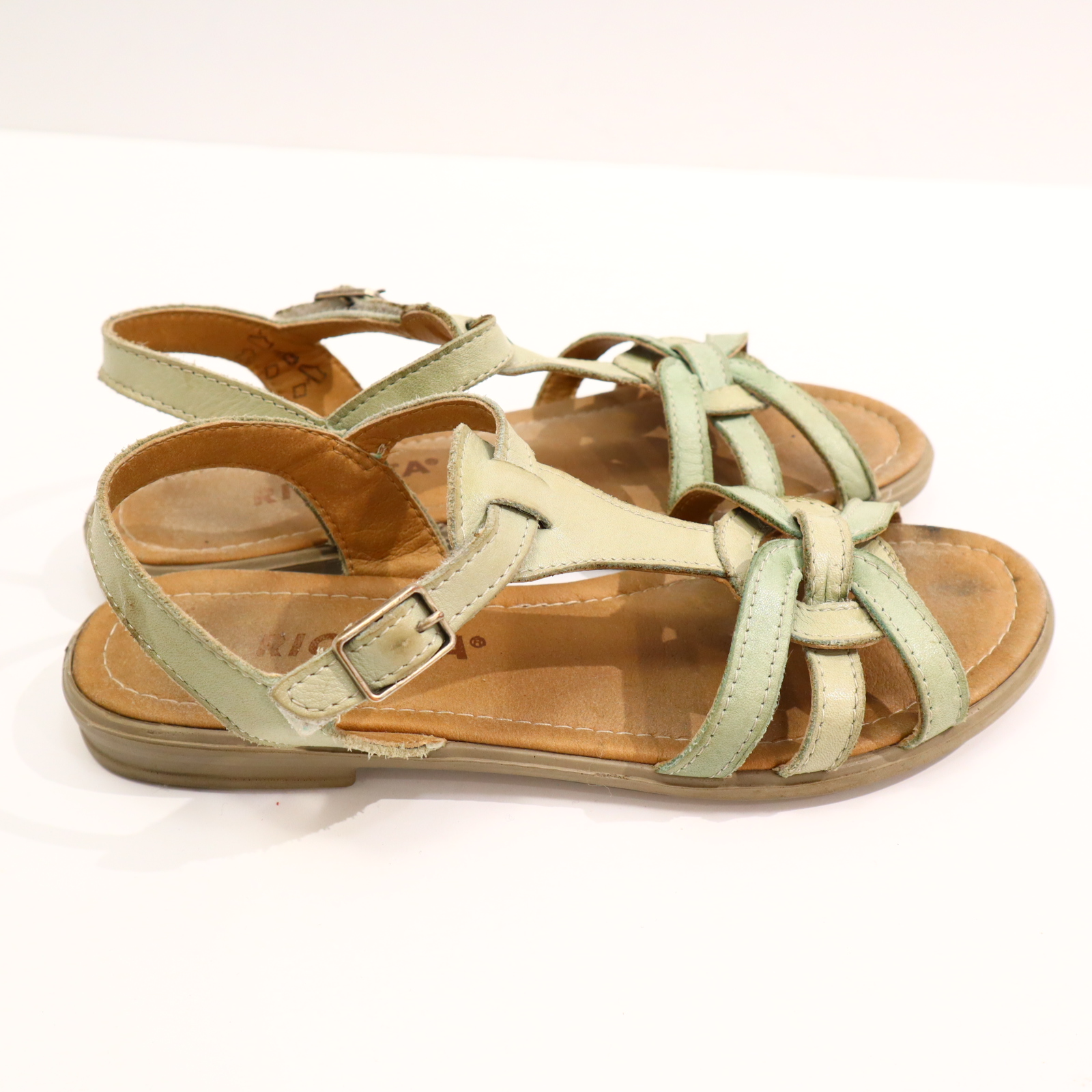 Sandalen RICOSTA 37 Salbei Leder leichte gleichmäßige Ablaufspuren