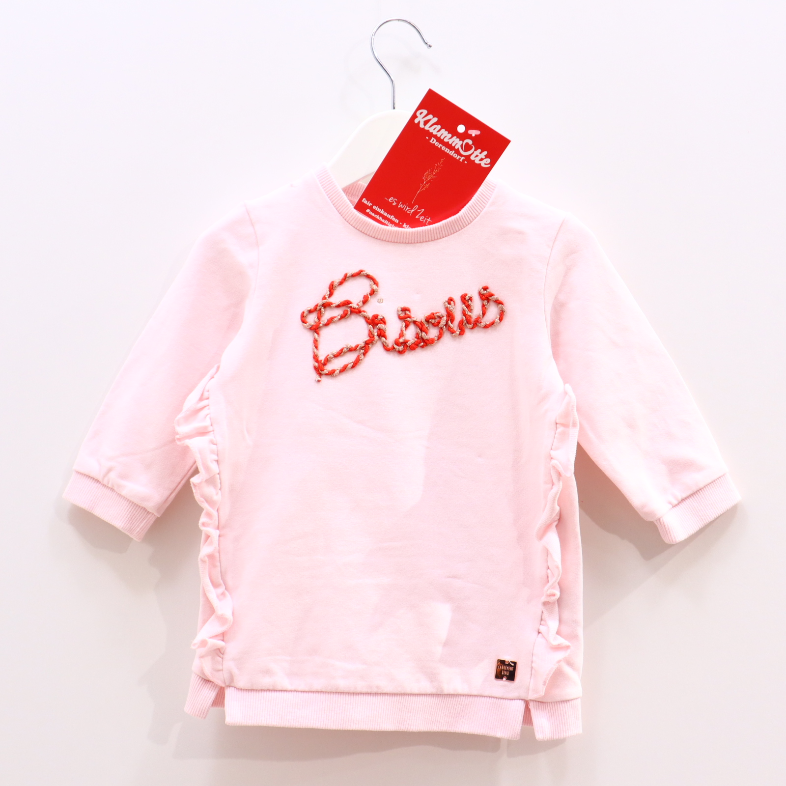 Kleider & Röcke CARRÉMENT BEAU 80 rosa Stickerei/Rüsche Sweatkleid Baumwolle/Elasthan