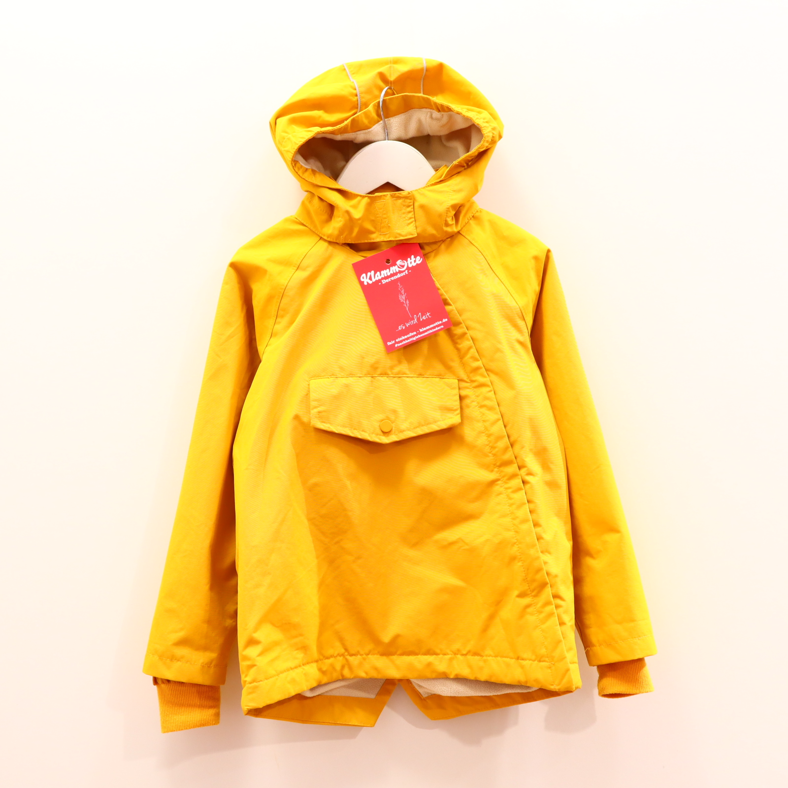 Jacke TCM 122/128 safran Regenjacke abnehmb. Kapuze/diagonaler Reißverschluß/Fleecefutter/gefüttert