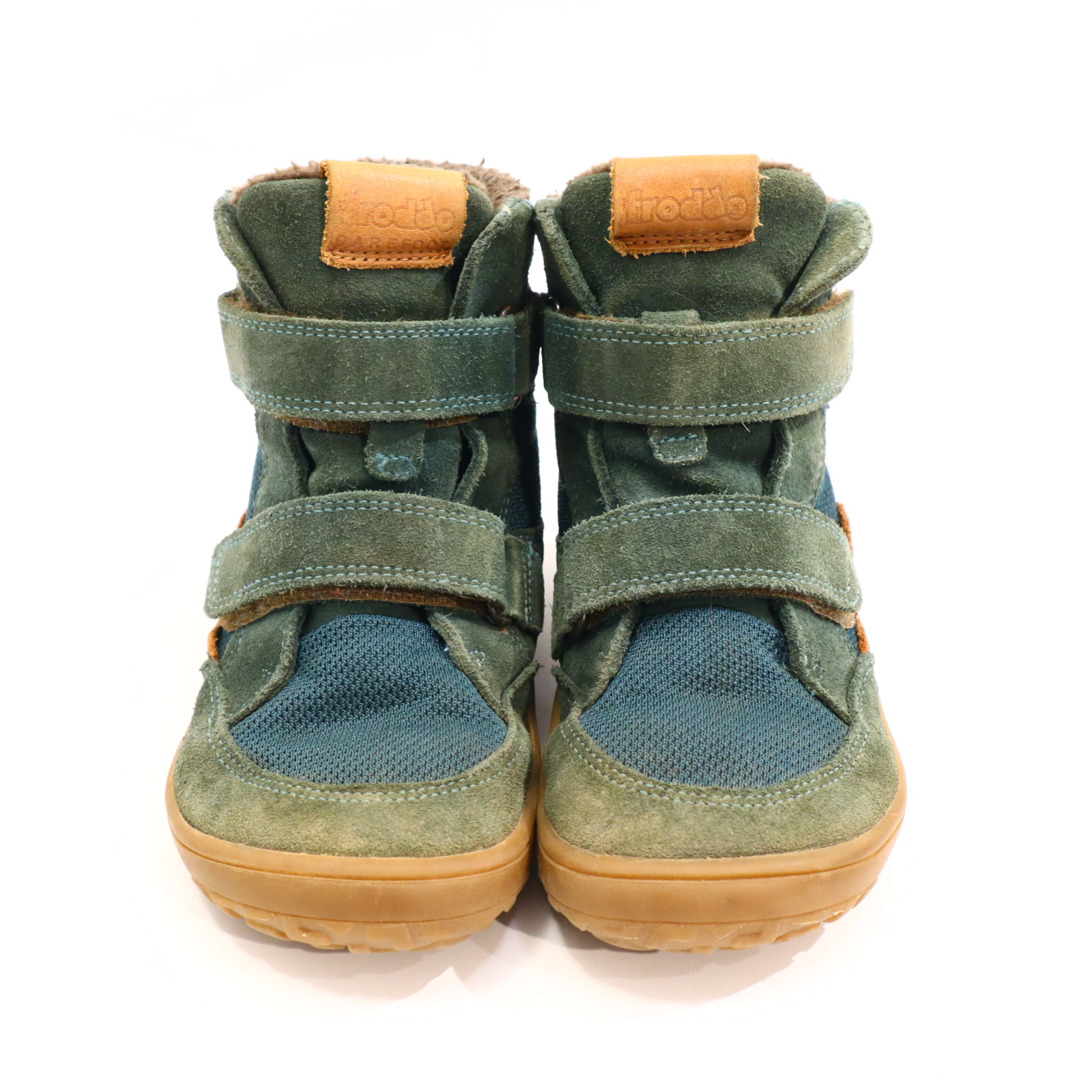 Halbschuhe BAREFOOT/froddo Barfußschuhe/Boots/Klett 27 grün Leder/TEX Herbst/Winter leichte gleichmäßige Ablaufspuren