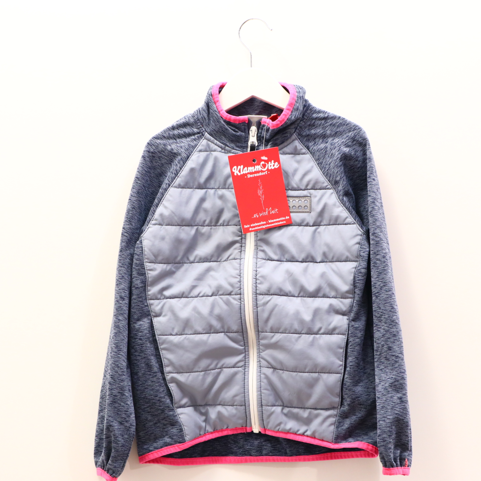 Oberteil LEGO 116 grau/pink Applikation/Logo/melange Fleecejacke/Sportjacke Elasthan/Polyester