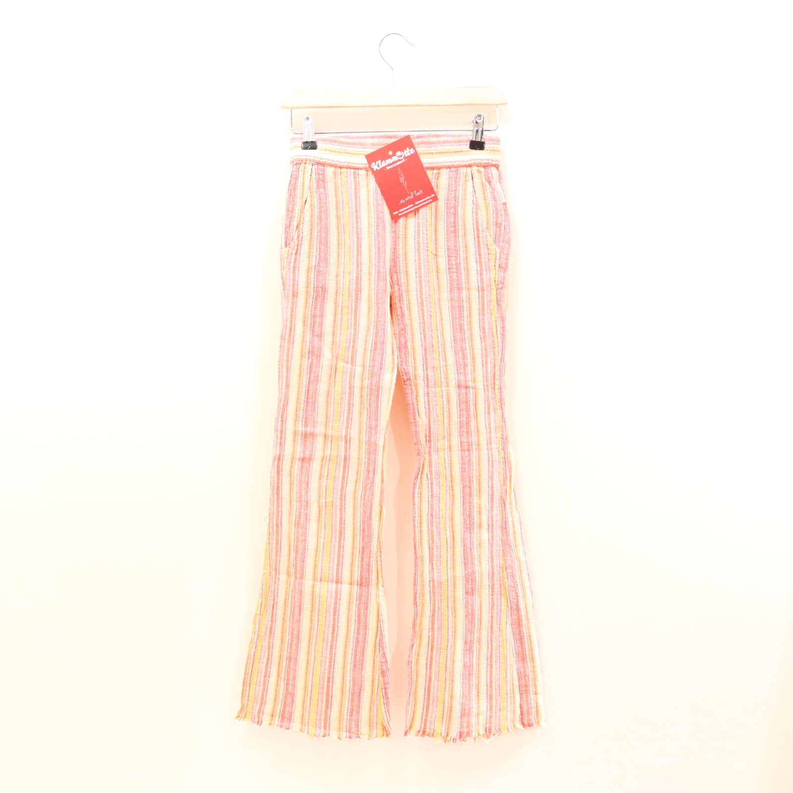 Hose VINGINO Culotte 152 bunt/rosa gestreift Baumwolle Gummibandzug Flared Frühjahr/Sommer