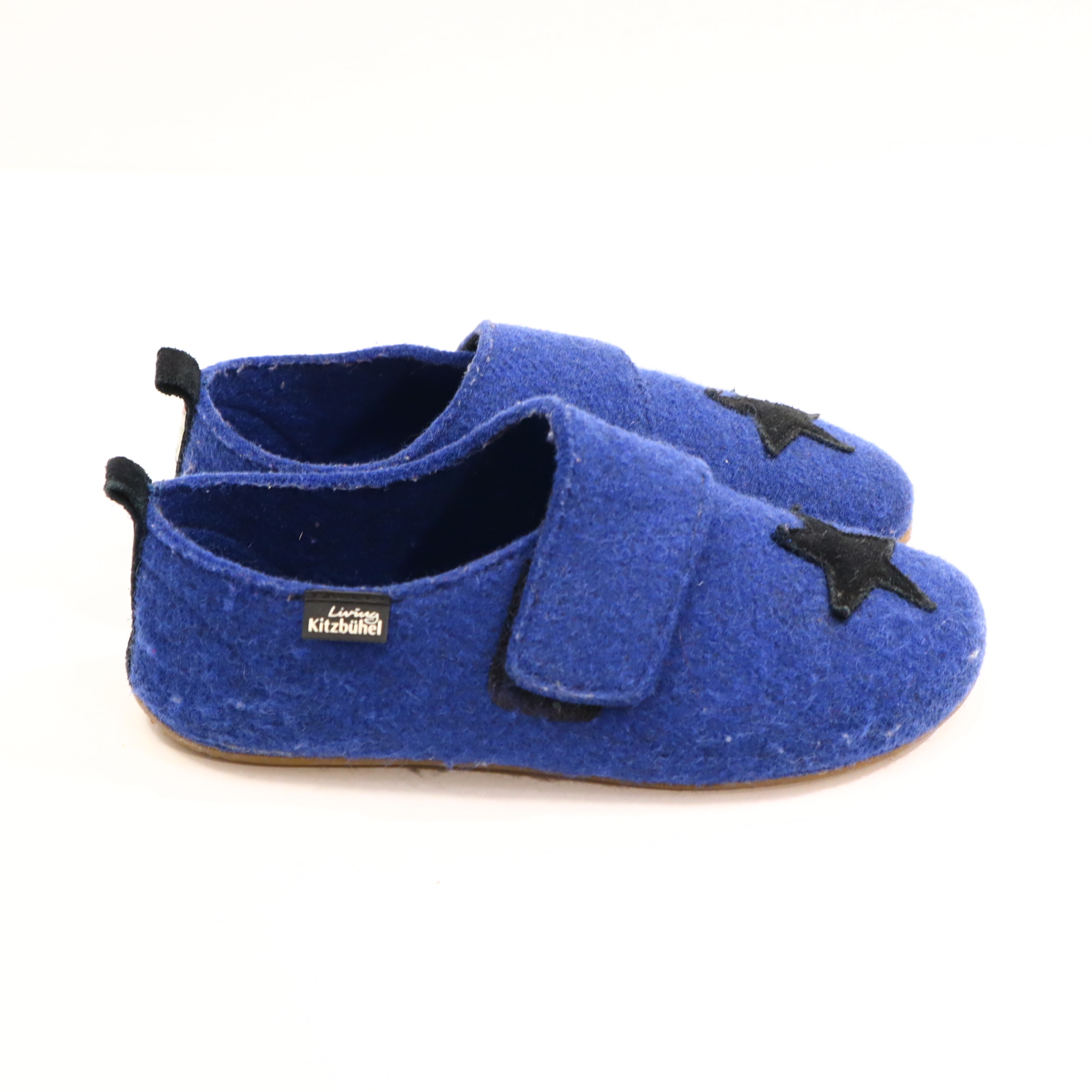 Hausschuhe/Wasserschuhe Living Kitzbühel 35 blau Klett/Pantoffel Filz/Wolle