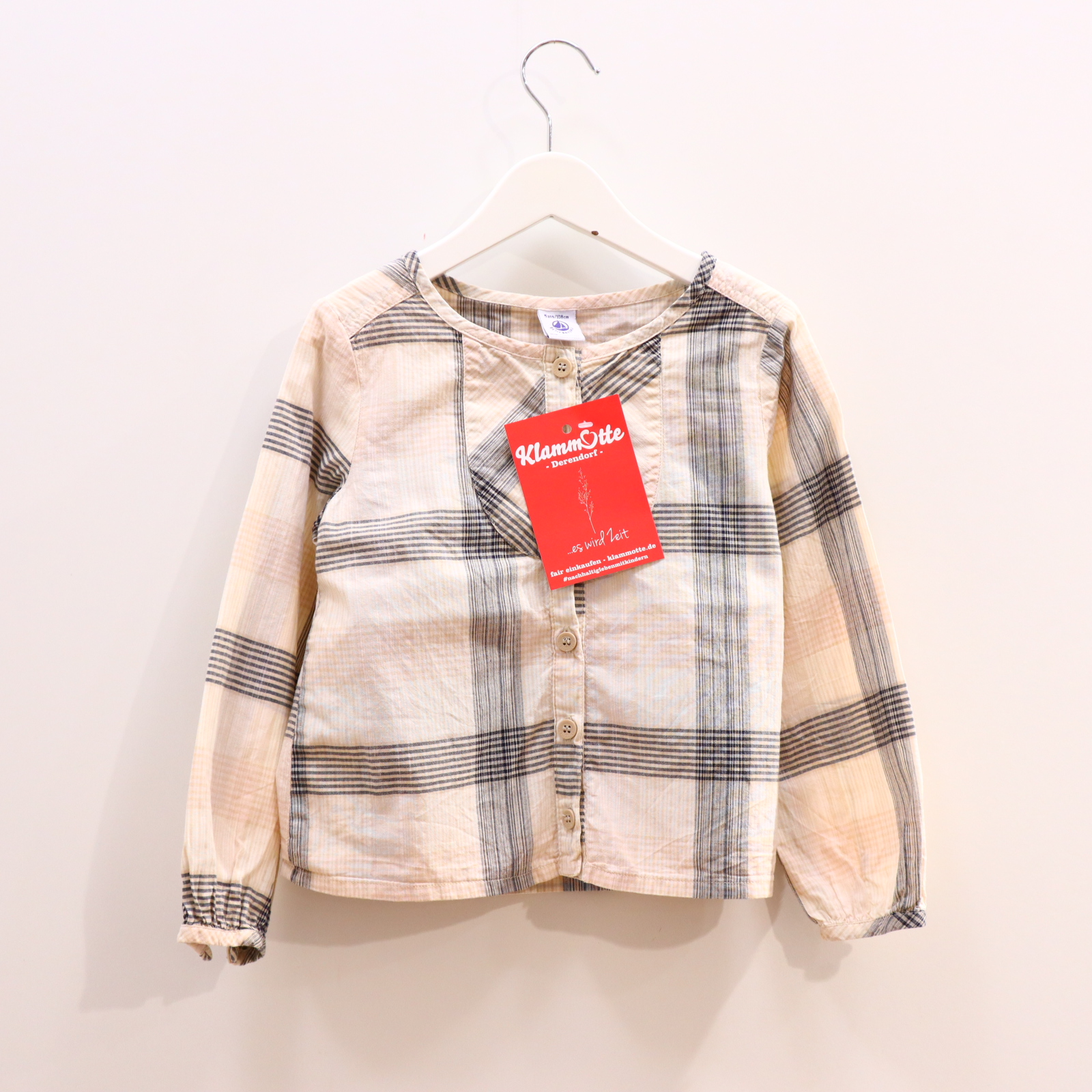 Oberteil PETIT BATEAU 110 blau/creme/weiß gestreift Bluse/langarm Baumwolle