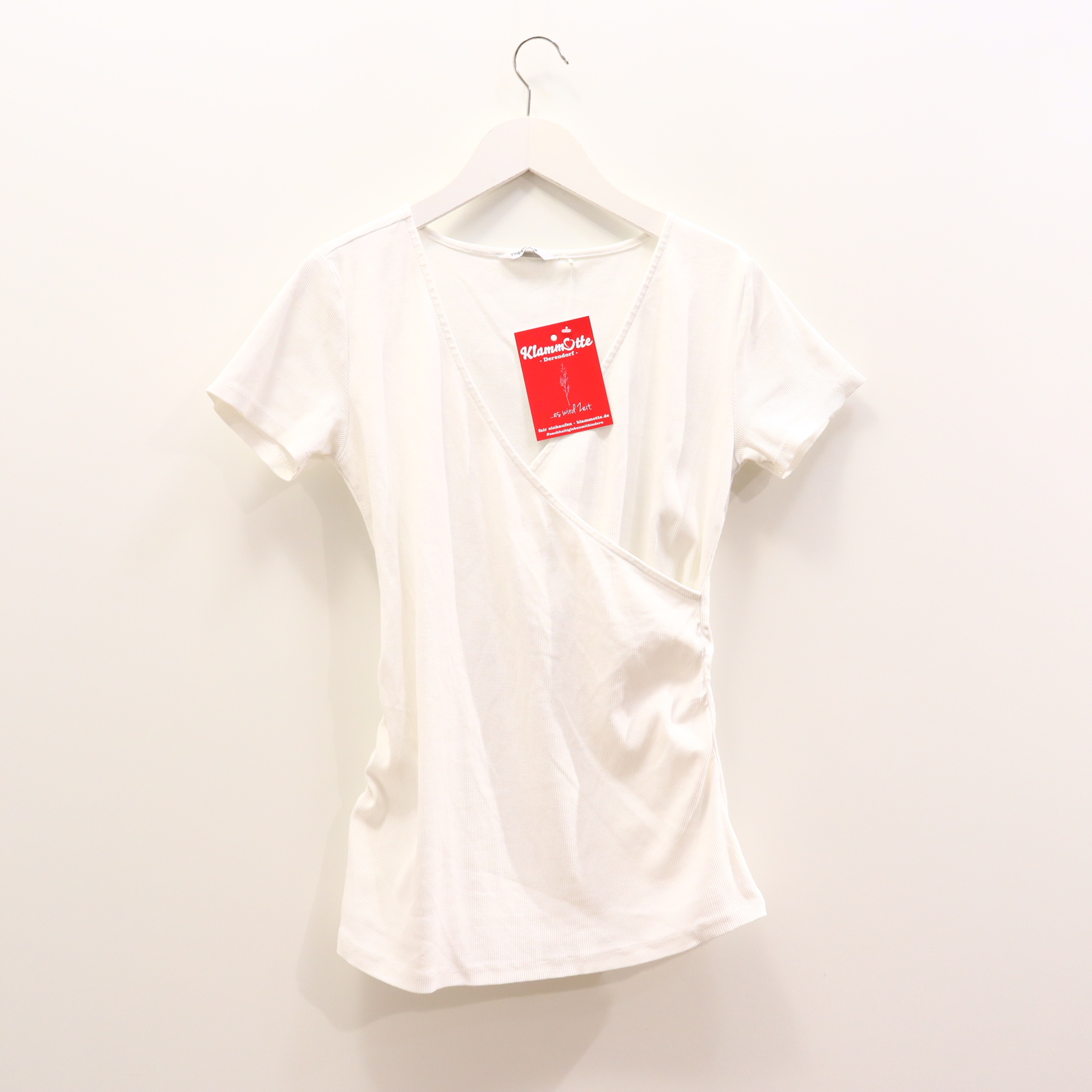 Shirt noppies M/38/40 weiß Bio Baumwolle/Elasthan Rippstrick kurzarm/Stillshirt