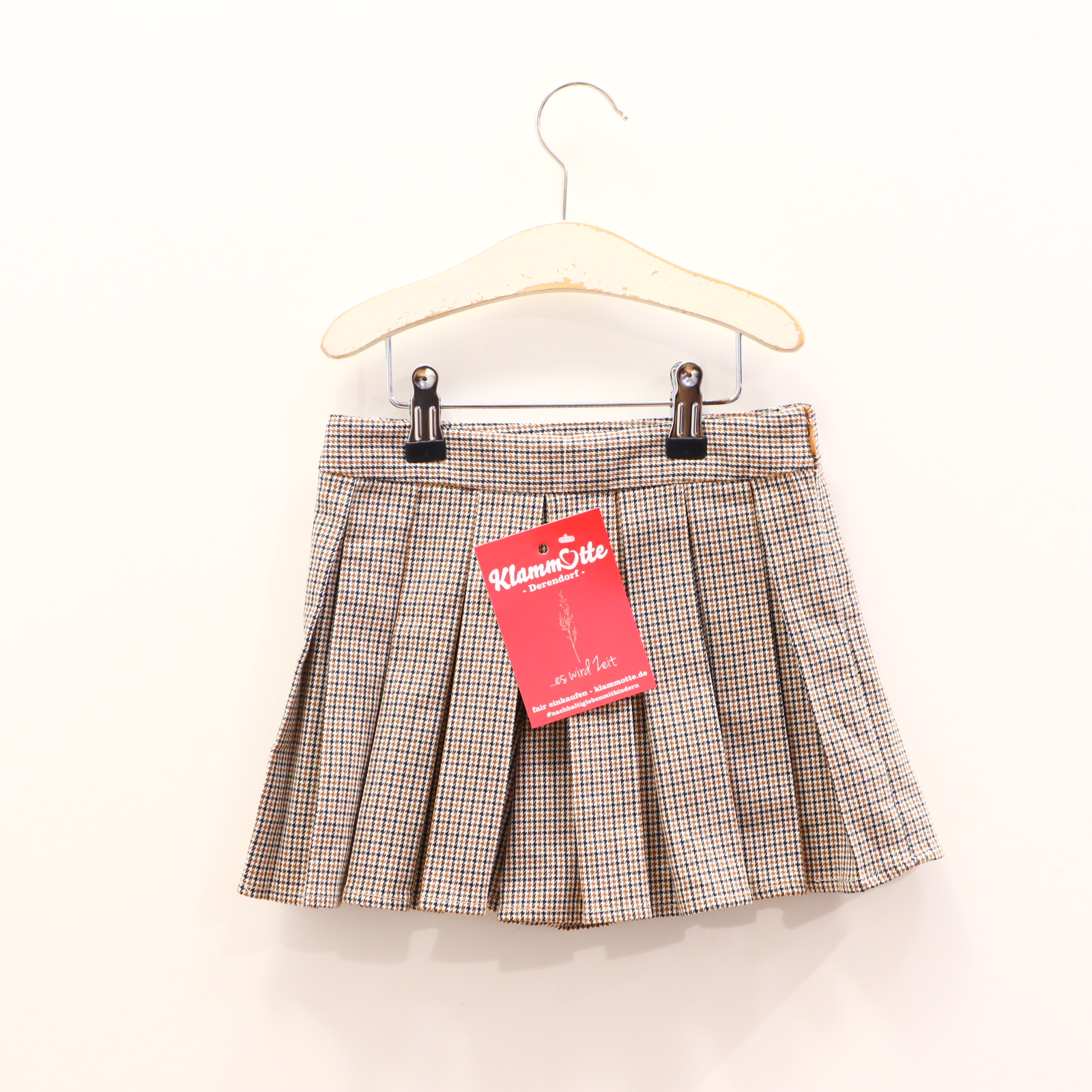 Kleider & Röcke Okaidi Faltenrock/Hosenrock 122 blau/creme/karamell Pepita Baumwolle/Elastan verstellb. Bund/Reißverschluß