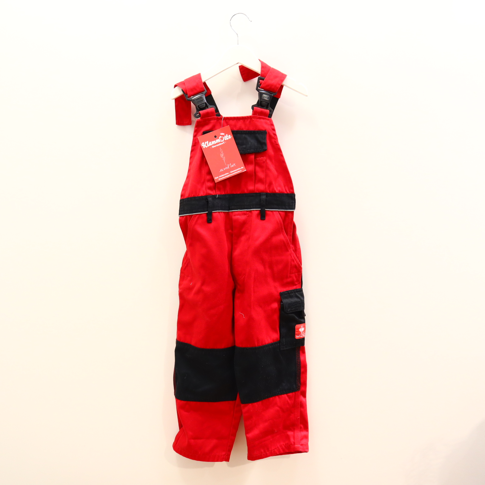 Hose engelbert strauss Cargo/Funktionshose/Latz 98/104 rot/schwarz Baumwolle/Polyester/Twill verstärkte Knie & Po