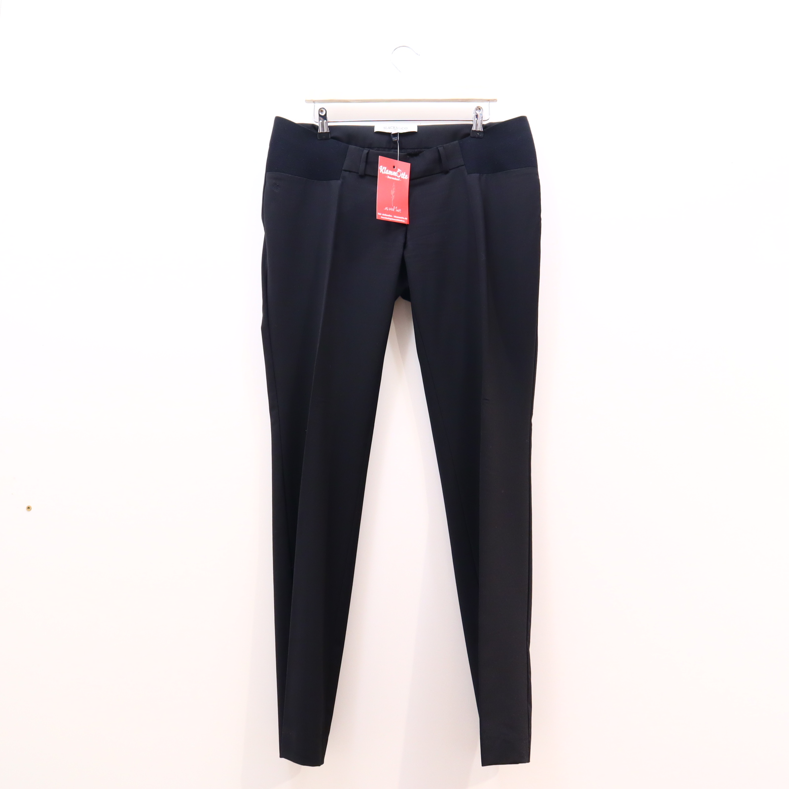 Hose SLACKS & CO 42 Buntfaltenhose/Business schwarz Elastan/Polyester/Wolle Low rib W32