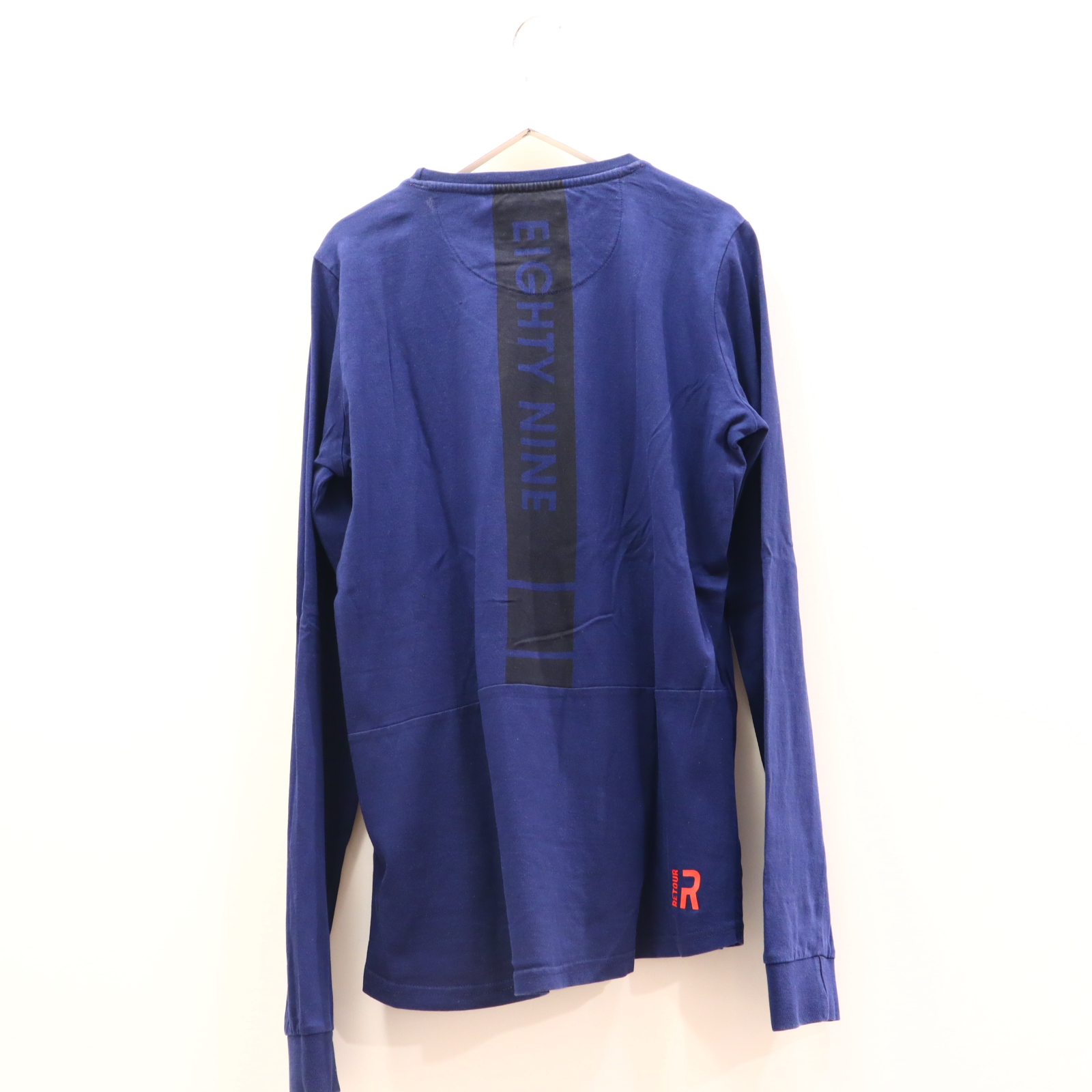 Oberteil RETOUR Gr. 170/Gr. 176 langarm Shirt blau Baumwolle Backprint