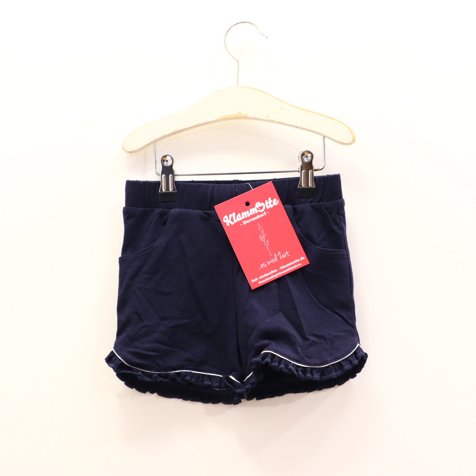 Hose Steiff Short 98 blau Applikation/Logo/Rüschen Baumwolle/Elasthan/Jersey Gummibandzug/Kordelzug neuwertig