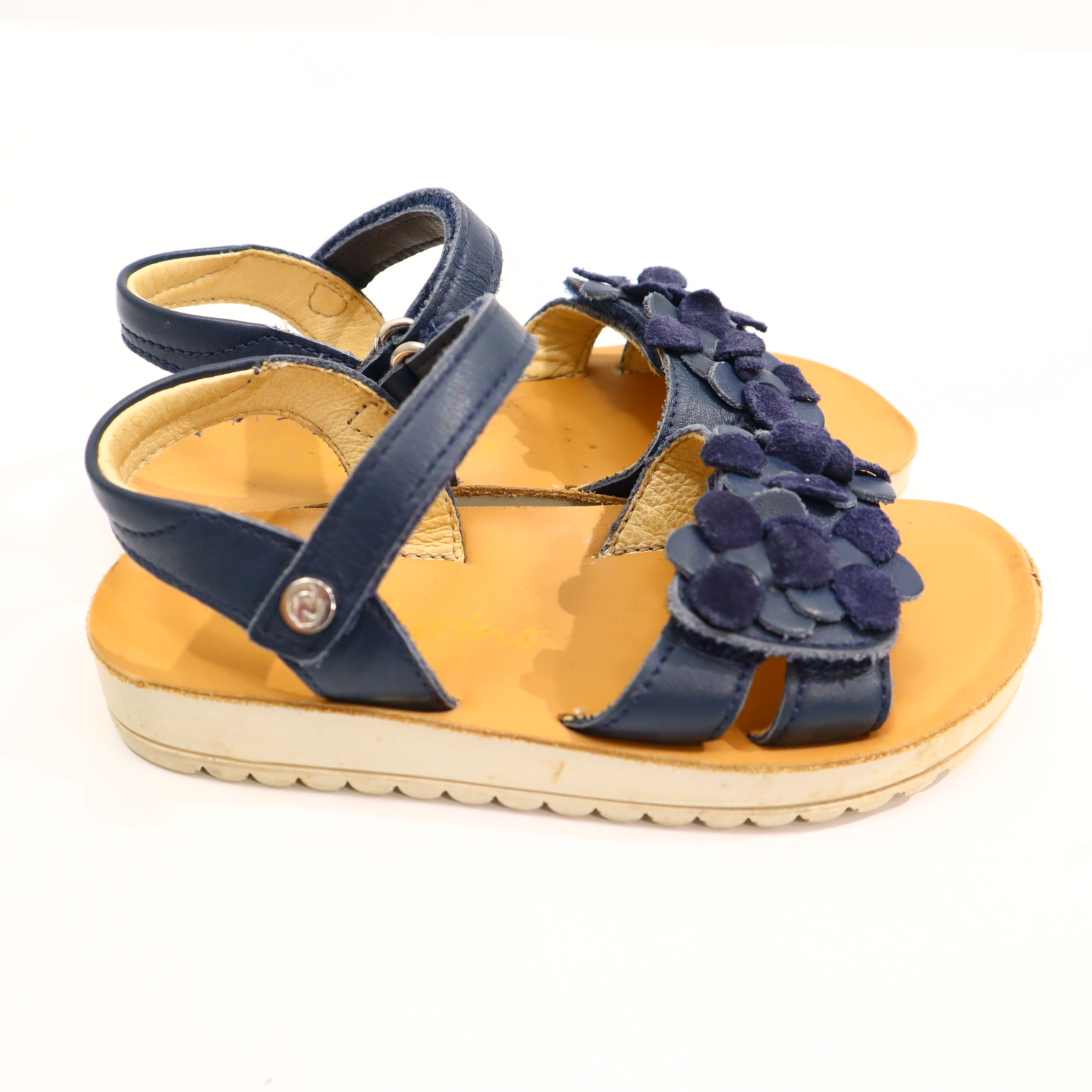 Sandalen Naturino 24 blau Leder schmal leichte gleichmäßige Ablaufspuren