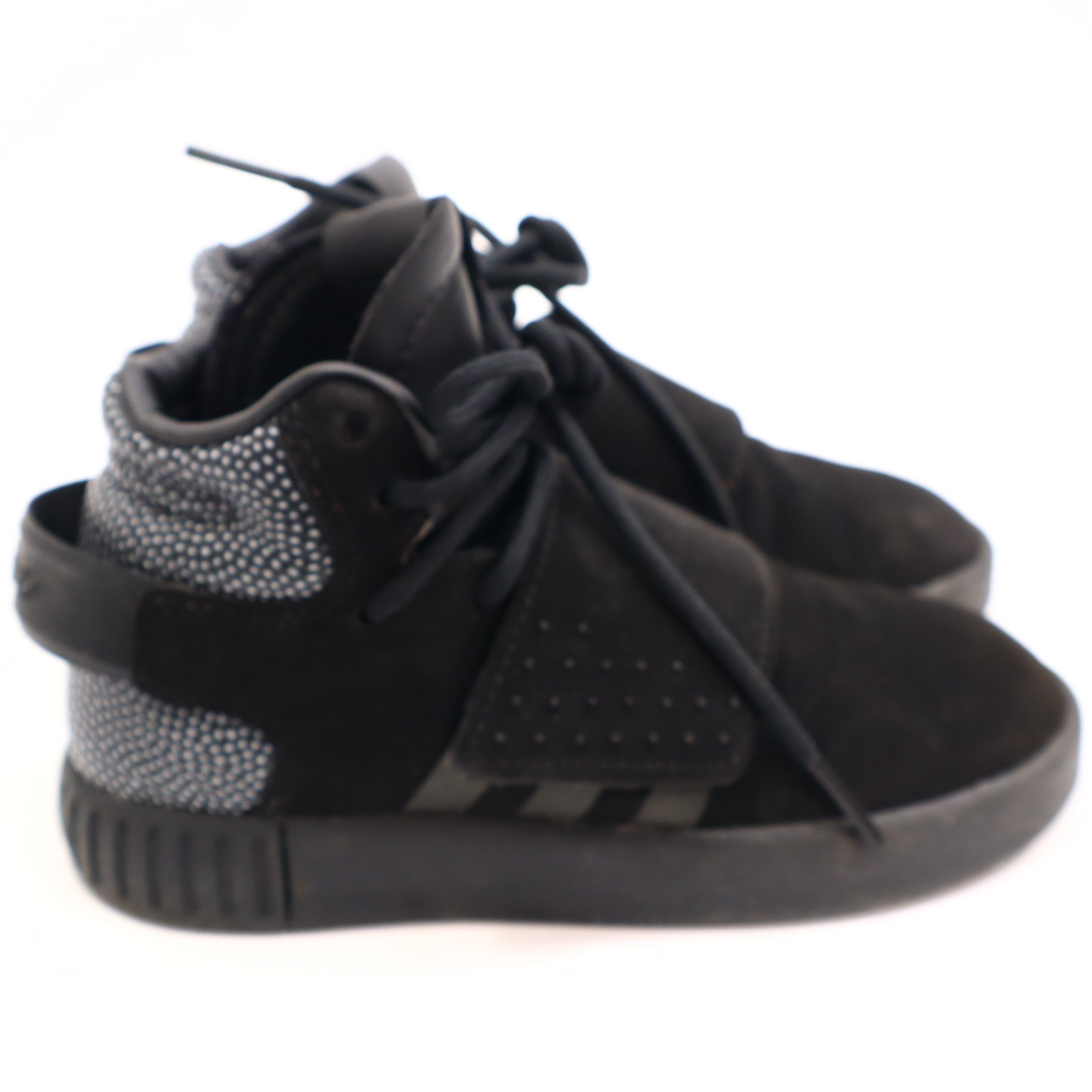 Halbschuhe Adidas Klett/Mid/Schnürschuh/Sneaker 28 schwarz Leder leichte gleichmäßige Ablaufspuren