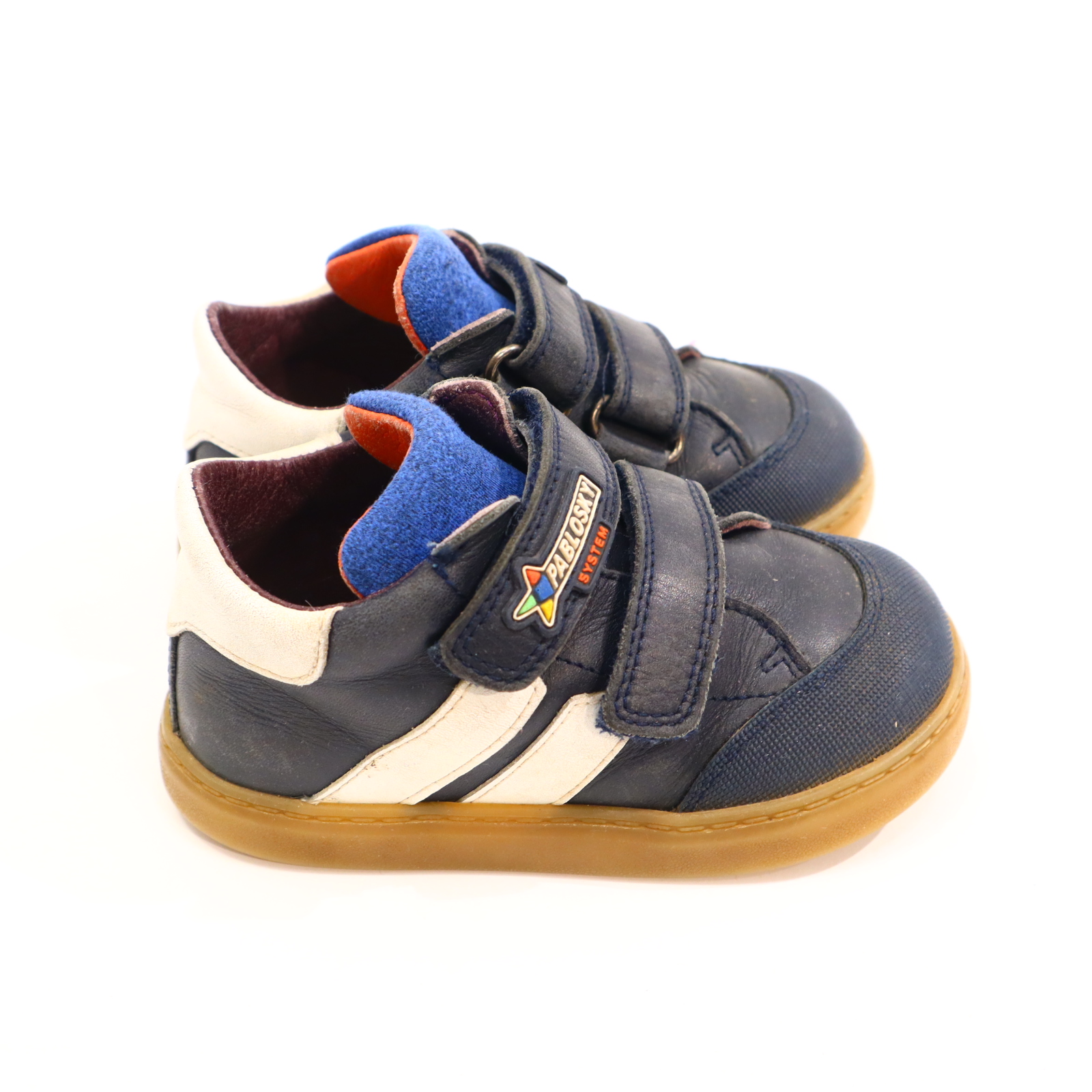 Halbschuhe Pablosky Klett 22 blau Leder leichte gleichmäßige Ablaufspuren