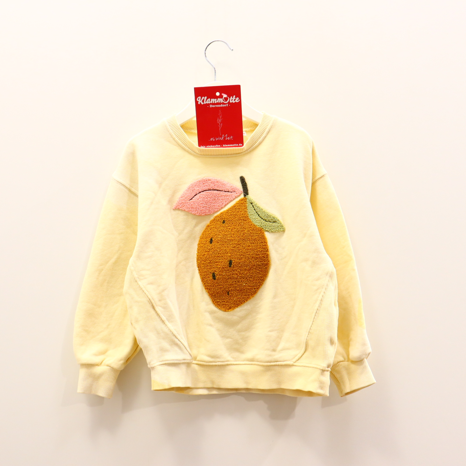 Oberteil ZARA 116 gelb Applikation/Backprint Sweatshirt Baumwolle/Polyester