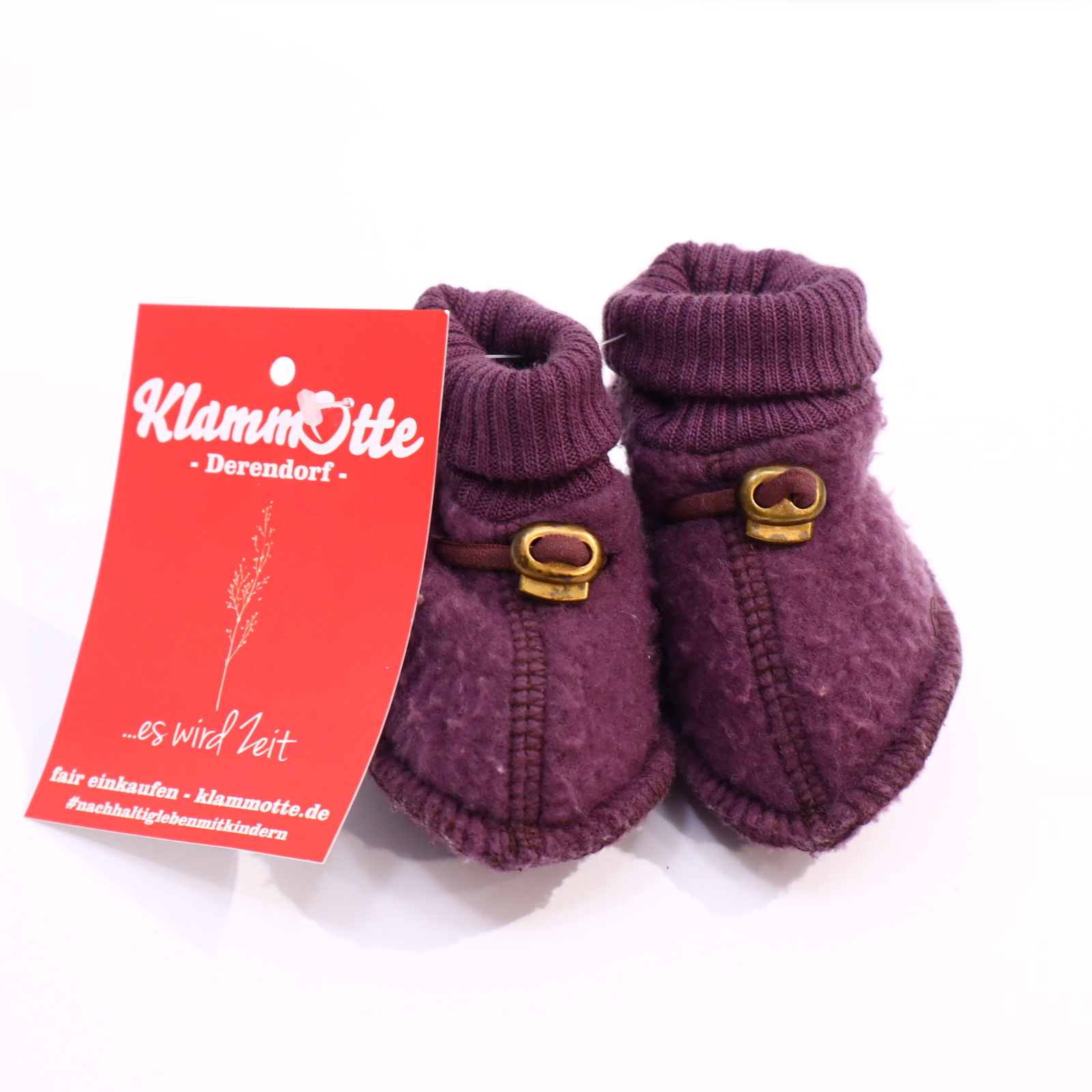 Babyschuhe/Stoffschuhe mikk-line aubergine Wollfleece Winter-Füßlinge