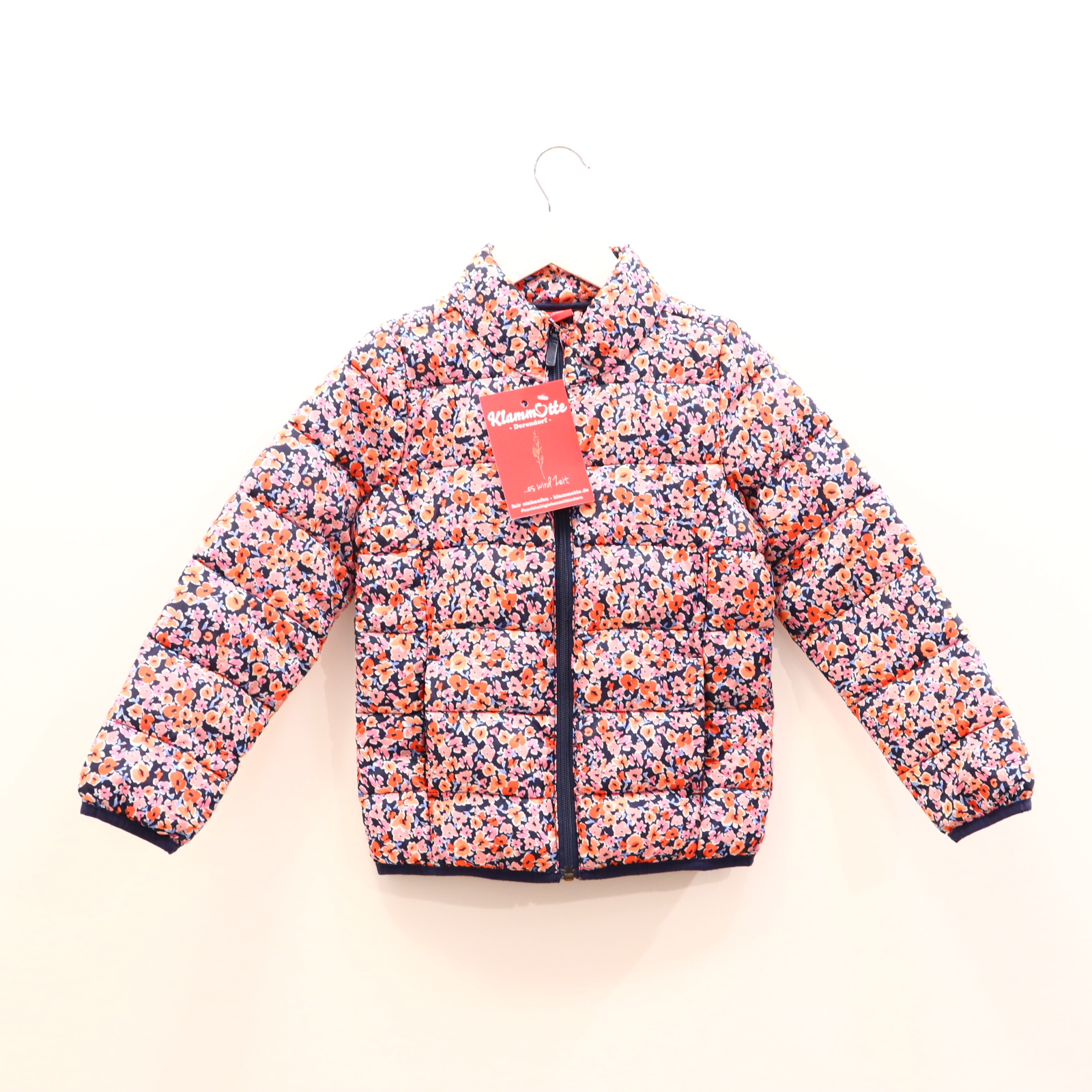 Jacke S.OLIVER Steppjacke 122 blau/bunt/rosa Übergang/Herbst Alloverprint/Blumen